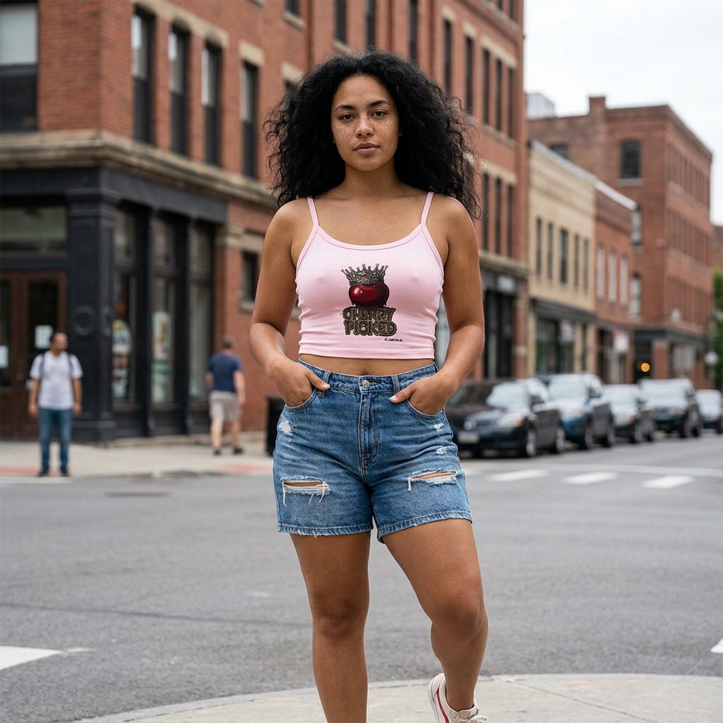 Women's 'Cherry Picked' A1 Lifestyle Co. Spaghetti Strap Tank Top — Crown Graphic Crop