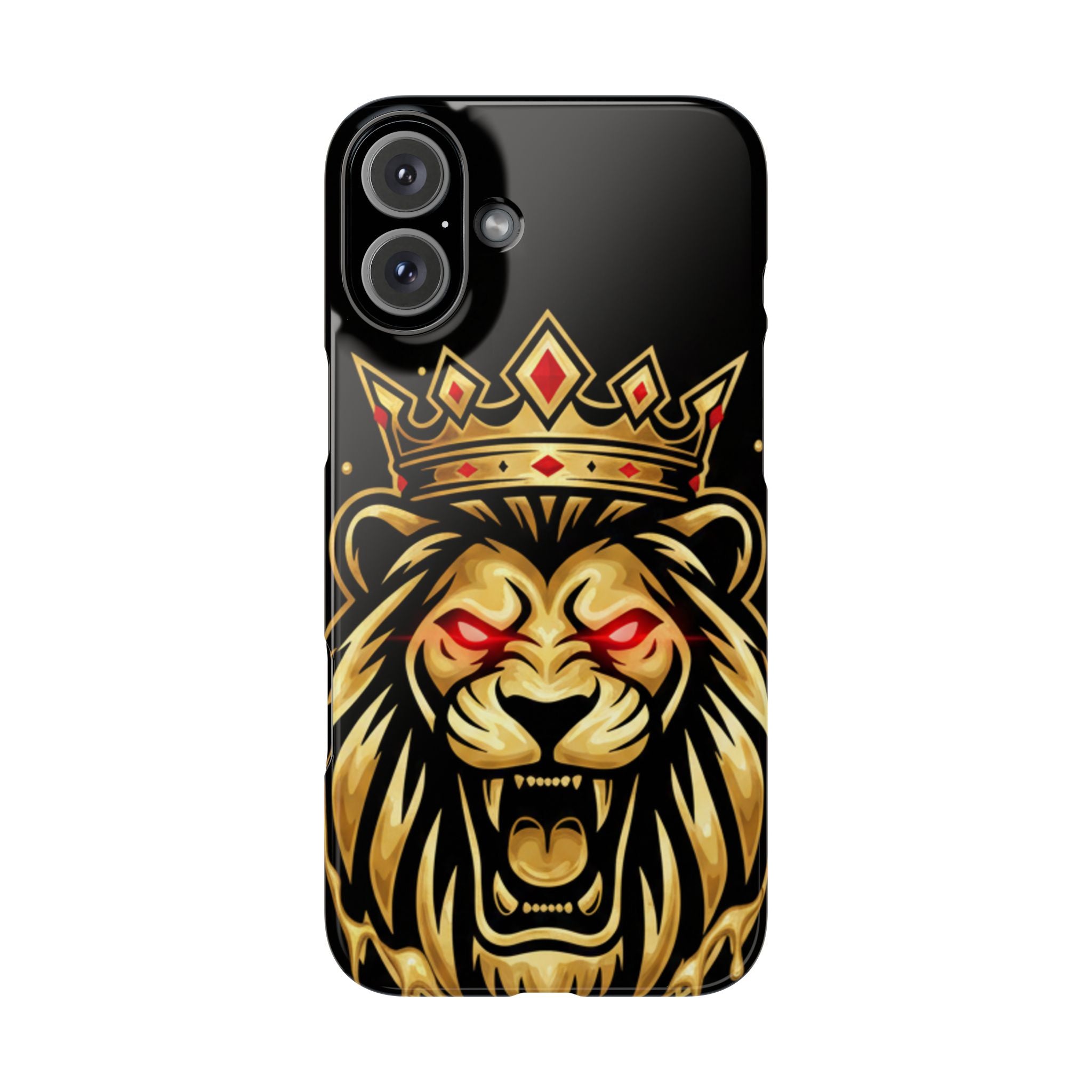 A1 Lifestyle Co.Royal Lion Phone Case – King Crown Red-Eyed Smartphone Snap Case