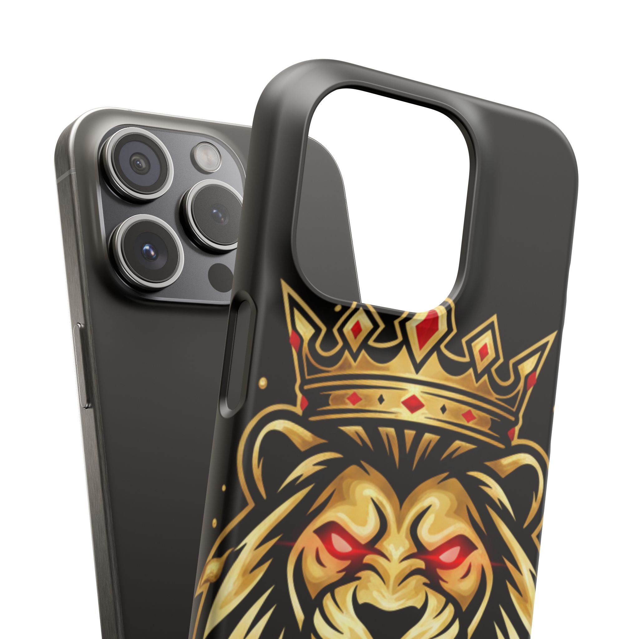 A1 Lifestyle Co.Royal Lion Phone Case – King Crown Red-Eyed Smartphone Snap Case