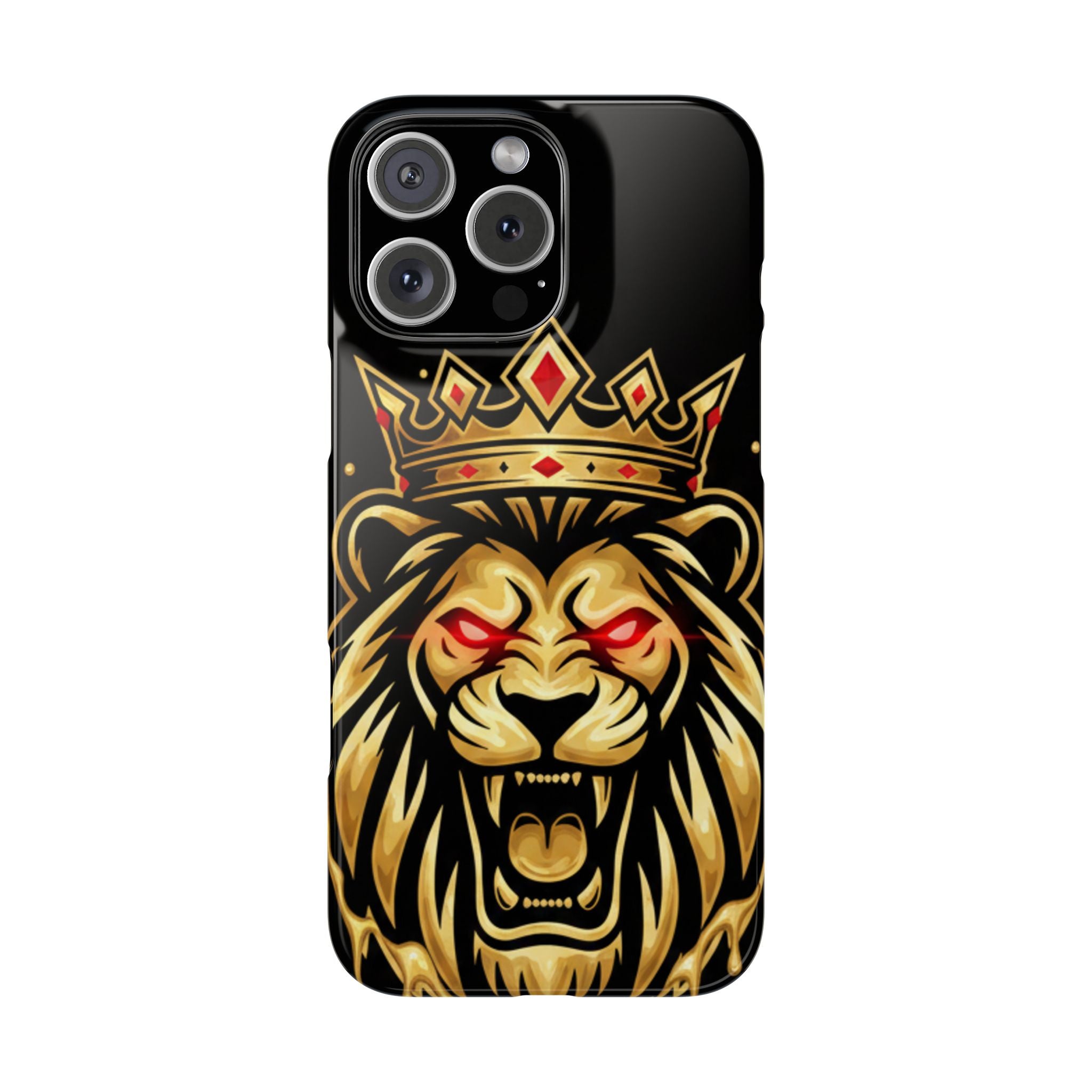 A1 Lifestyle Co.Royal Lion Phone Case – King Crown Red-Eyed Smartphone Snap Case