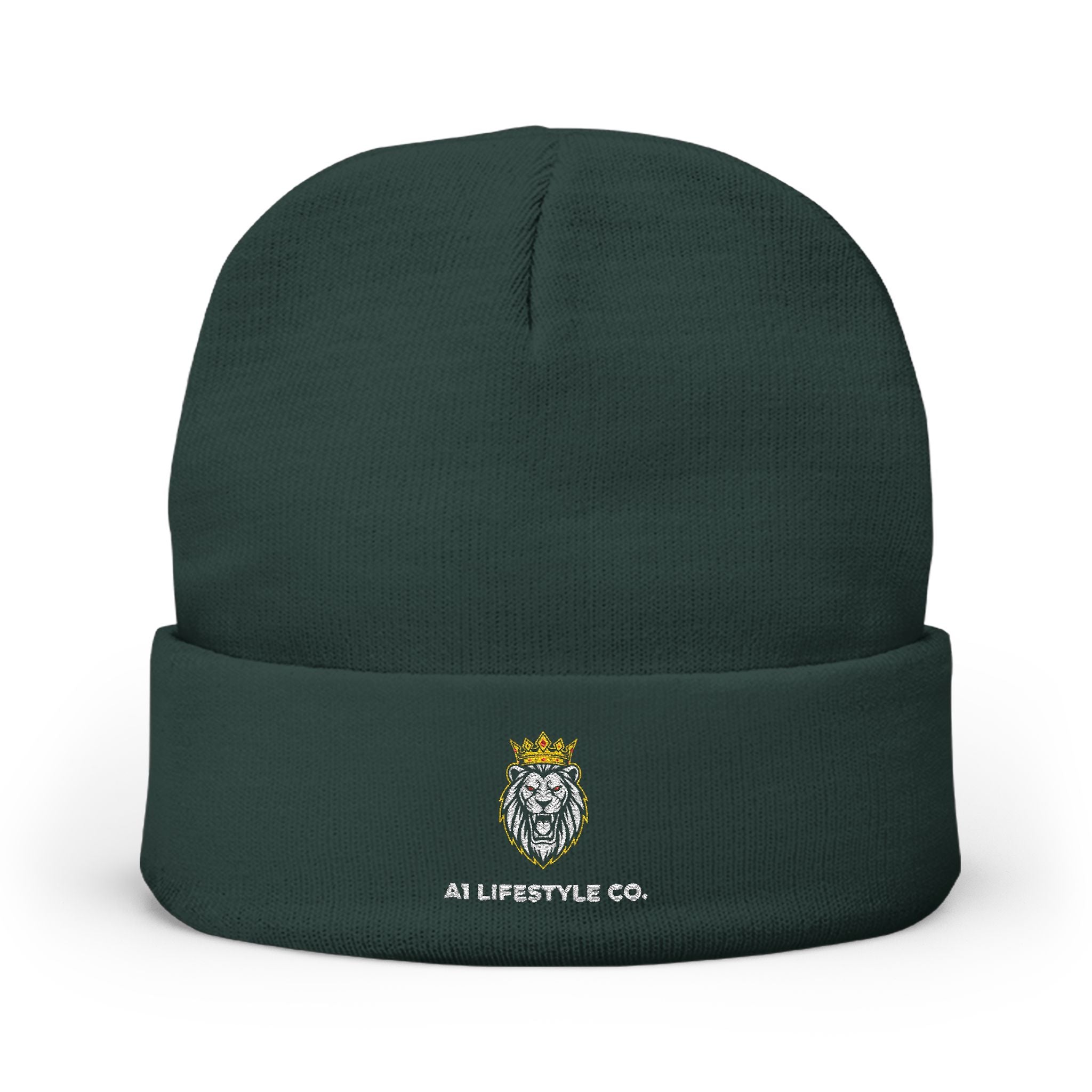 Embroidered A1 LIFESTYLE CO. Crowned Lion Knit Beanie