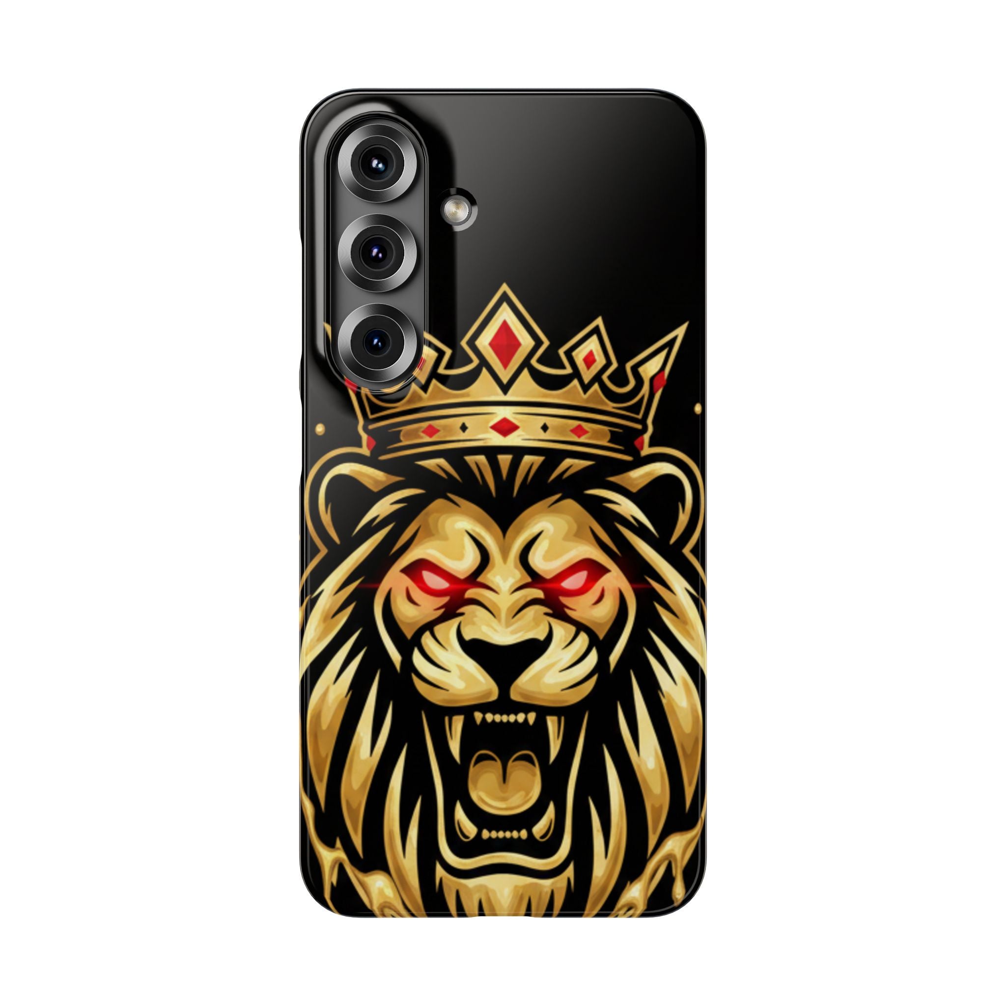 A1 Lifestyle Co.Royal Lion Phone Case – King Crown Red-Eyed Smartphone Snap Case