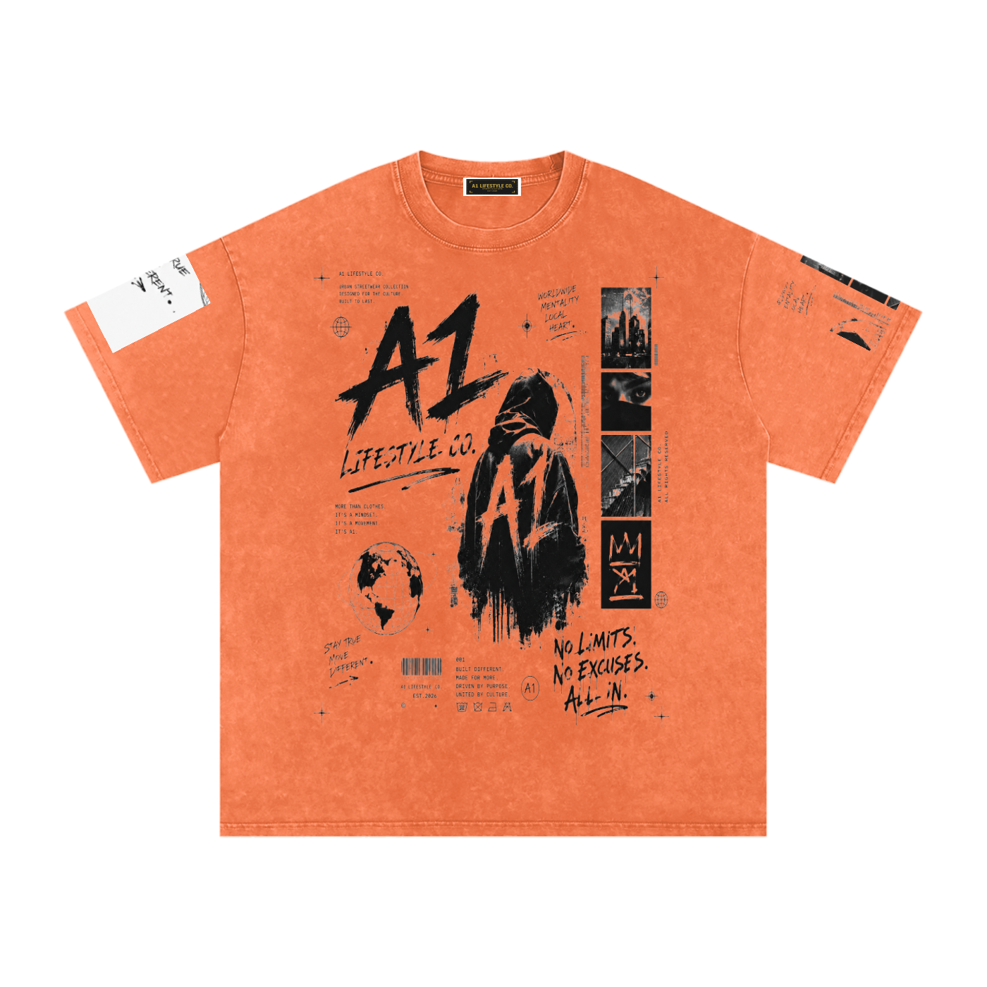 A1 Lifestyle Co. Snow Washed Oversized Cotton T-Shirt