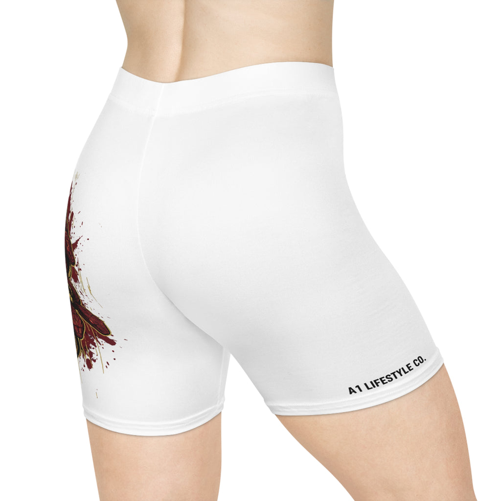 Medusa Graphic Biker Shorts — Mythic Snake Head Print Activewear