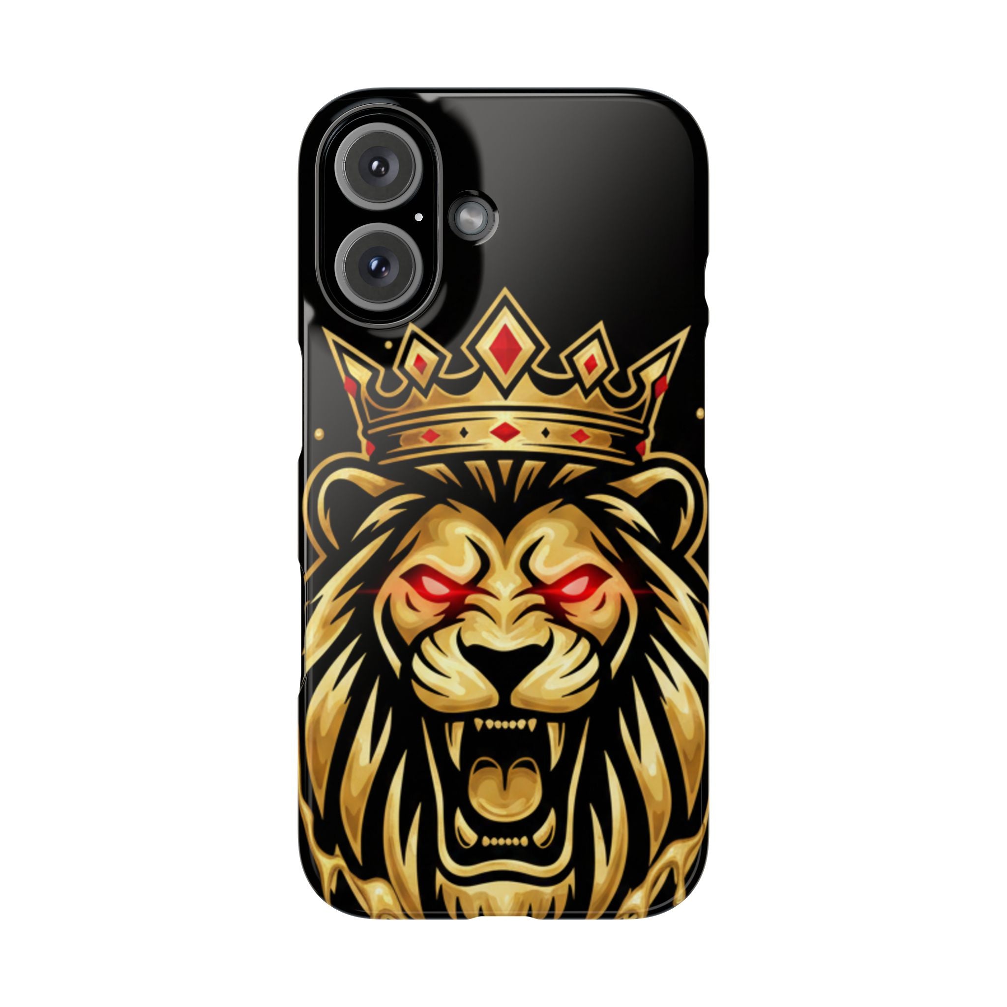 A1 Lifestyle Co.Royal Lion Phone Case – King Crown Red-Eyed Smartphone Snap Case