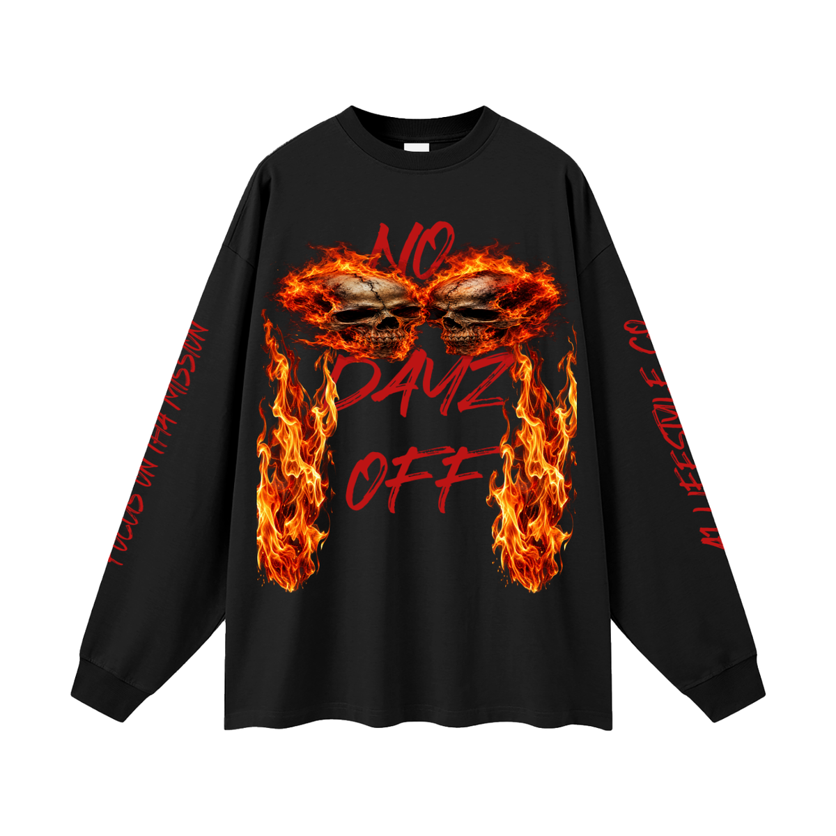Oversized Unisex Long Sleeve T-Shirt skull head No Dayz off