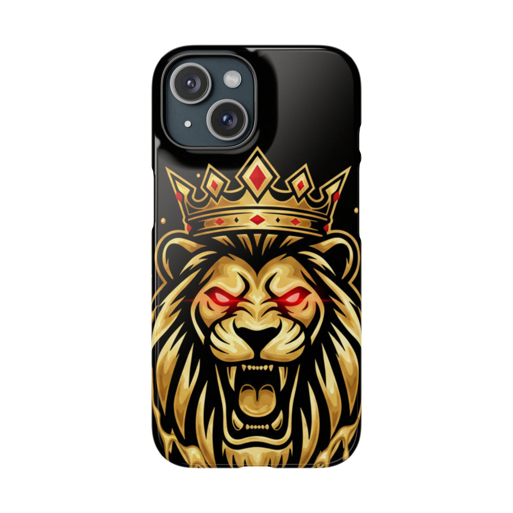A1 Lifestyle Co.Royal Lion Phone Case – King Crown Red-Eyed Smartphone Snap Case