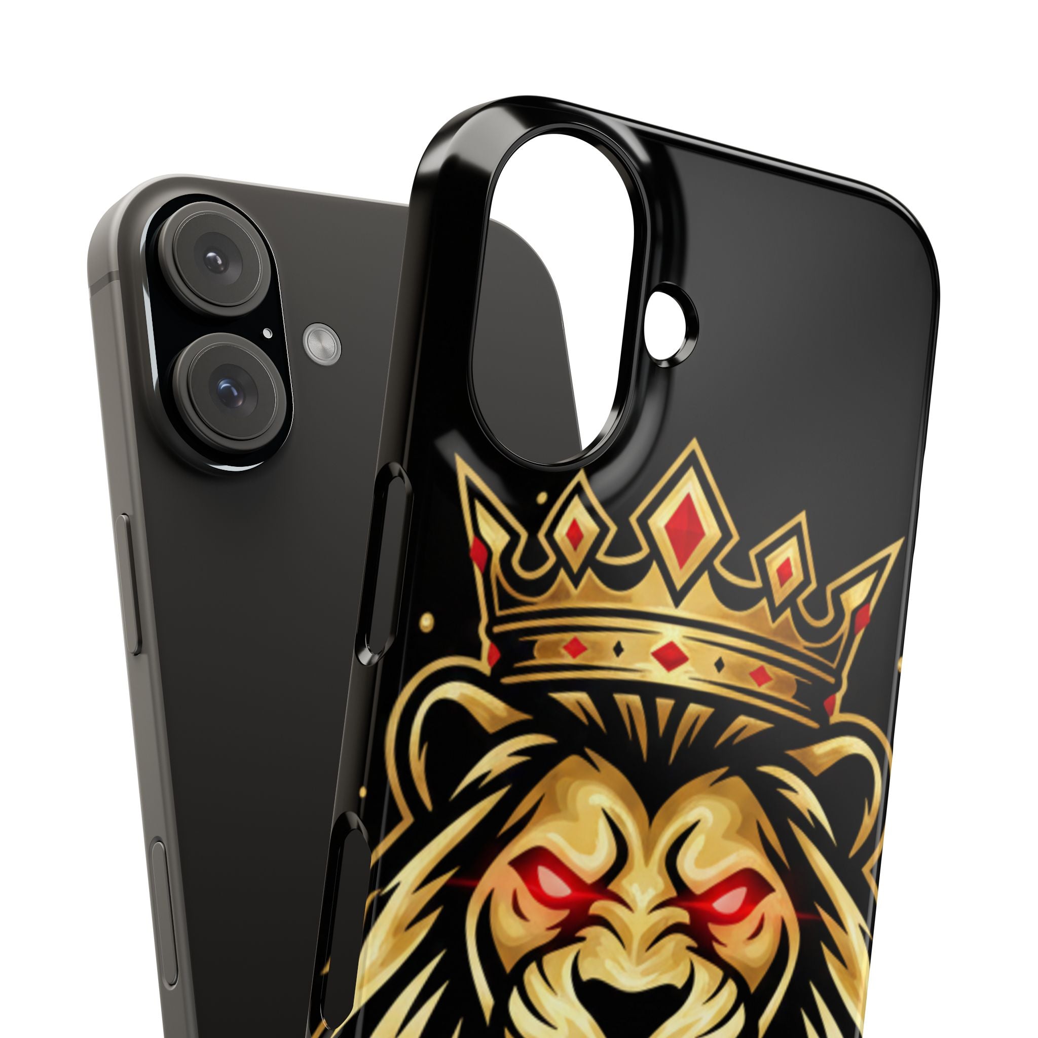 A1 Lifestyle Co.Royal Lion Phone Case – King Crown Red-Eyed Smartphone Snap Case