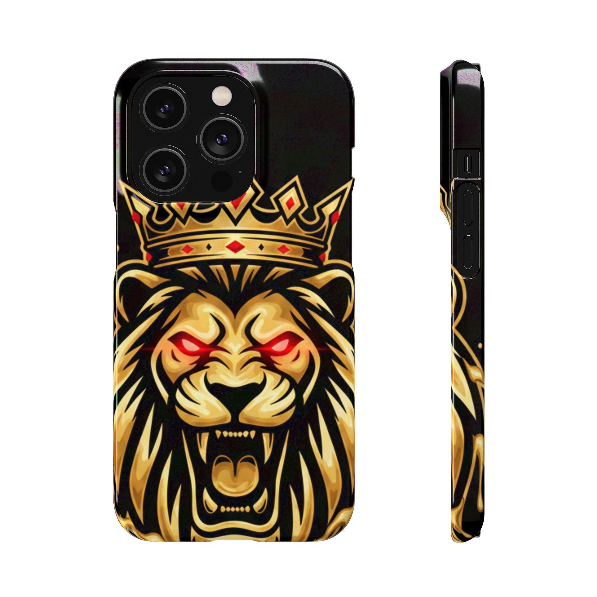 A1 Lifestyle Co.Royal Lion Phone Case – King Crown Red-Eyed Smartphone Snap Case