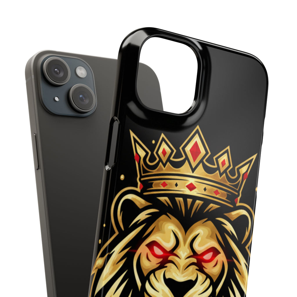 A1 Lifestyle Co.Royal Lion Phone Case – King Crown Red-Eyed Smartphone Snap Case