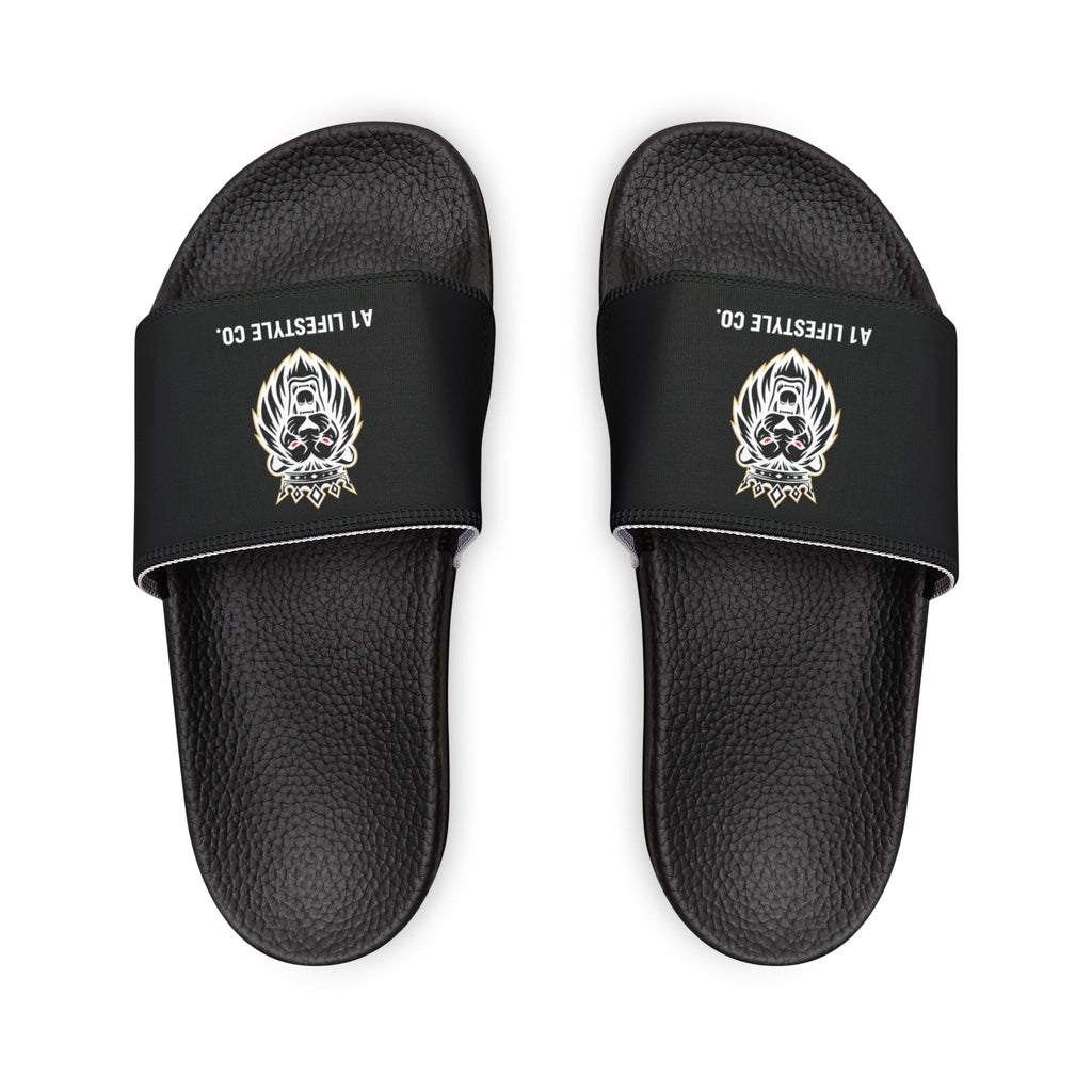 Men's Removable-Strap Slides — Black Logo Comfort Sandals