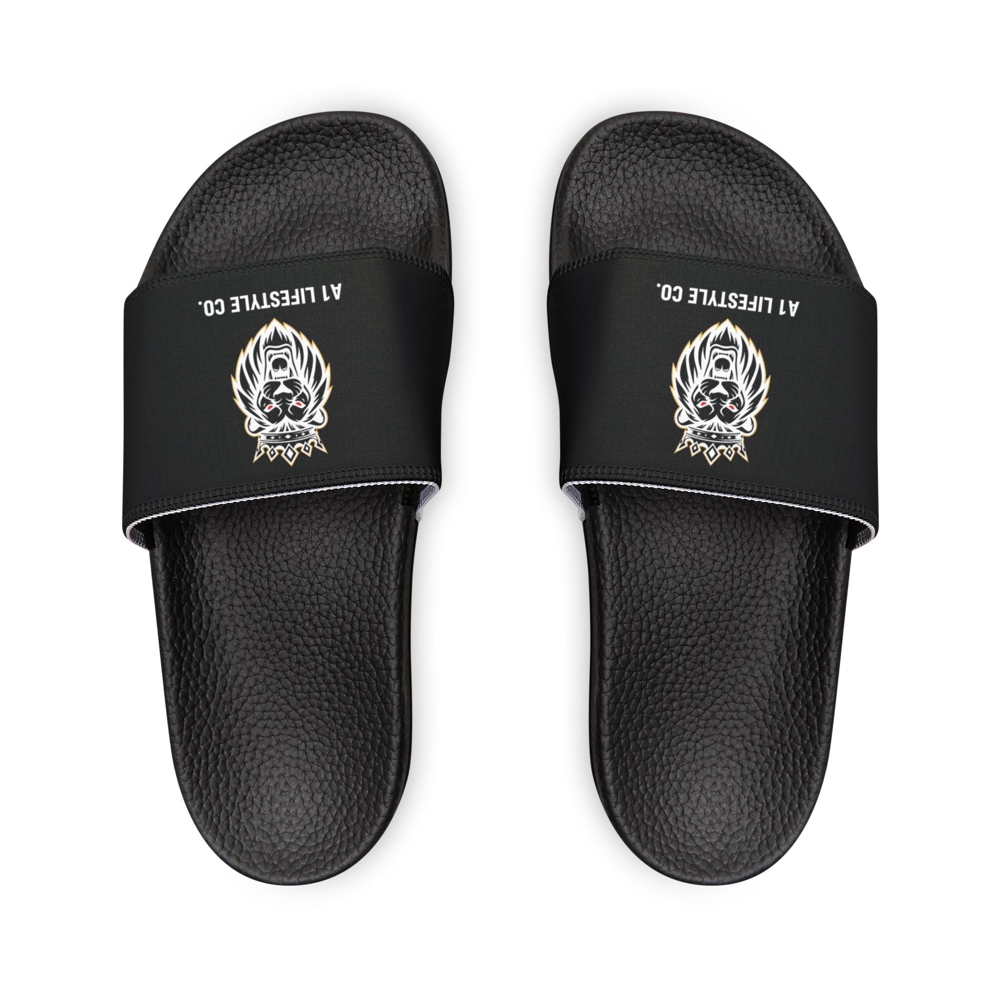 Men's Removable-Strap Slides — Black Logo Comfort Sandals