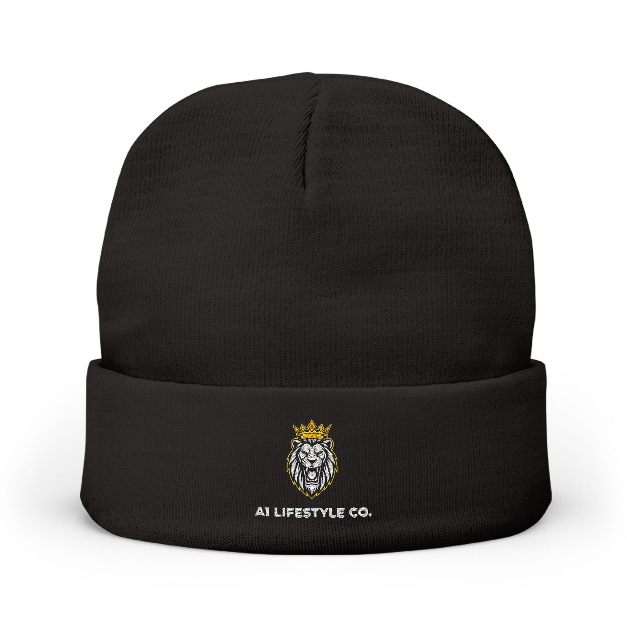 Embroidered A1 LIFESTYLE CO. Crowned Lion Knit Beanie
