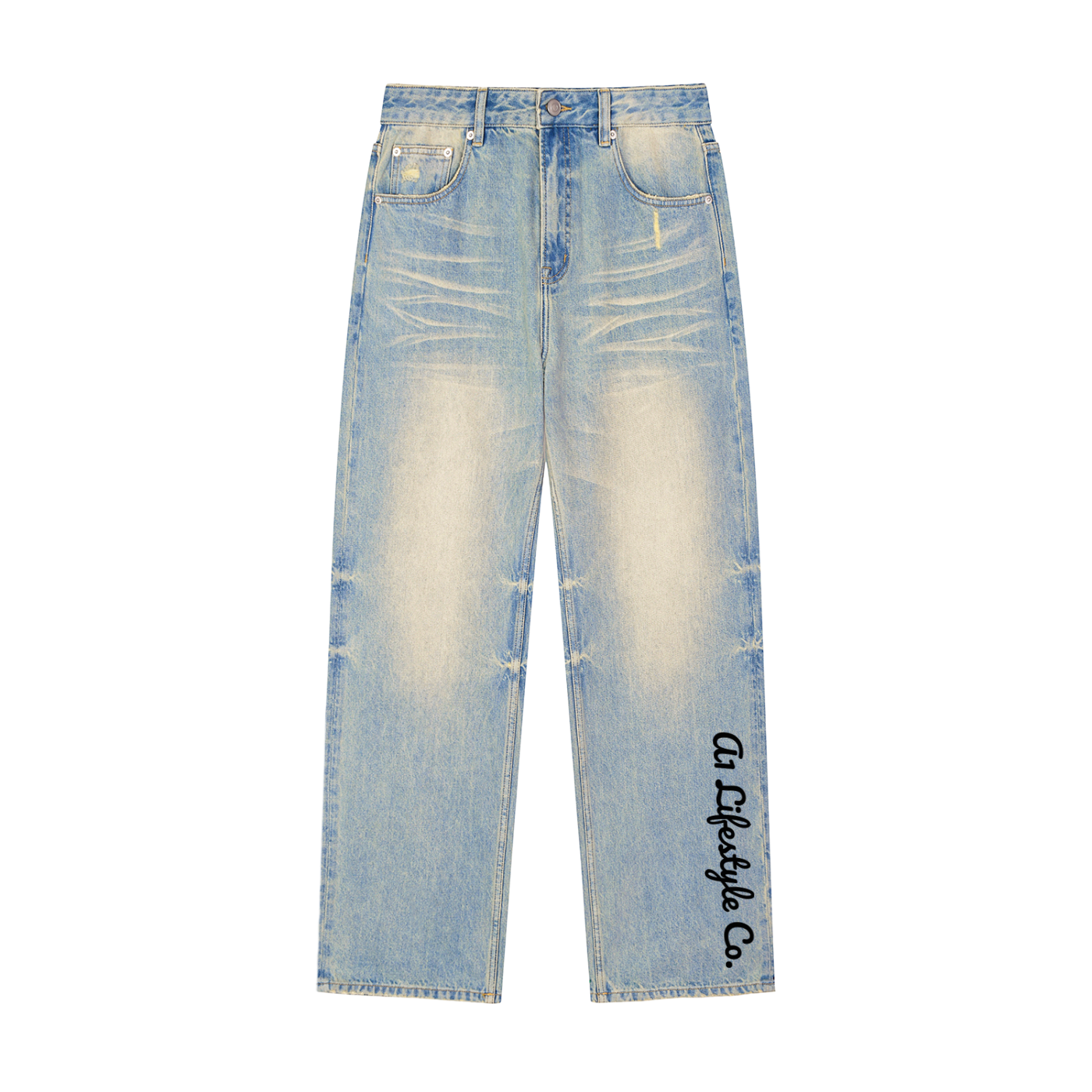 A1 Lifestyle Co. Sun Fade Raw Hem Denim Jeans
