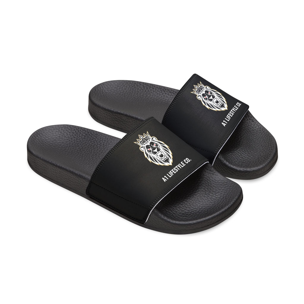 Men's Removable-Strap Slides — Black Logo Comfort Sandals