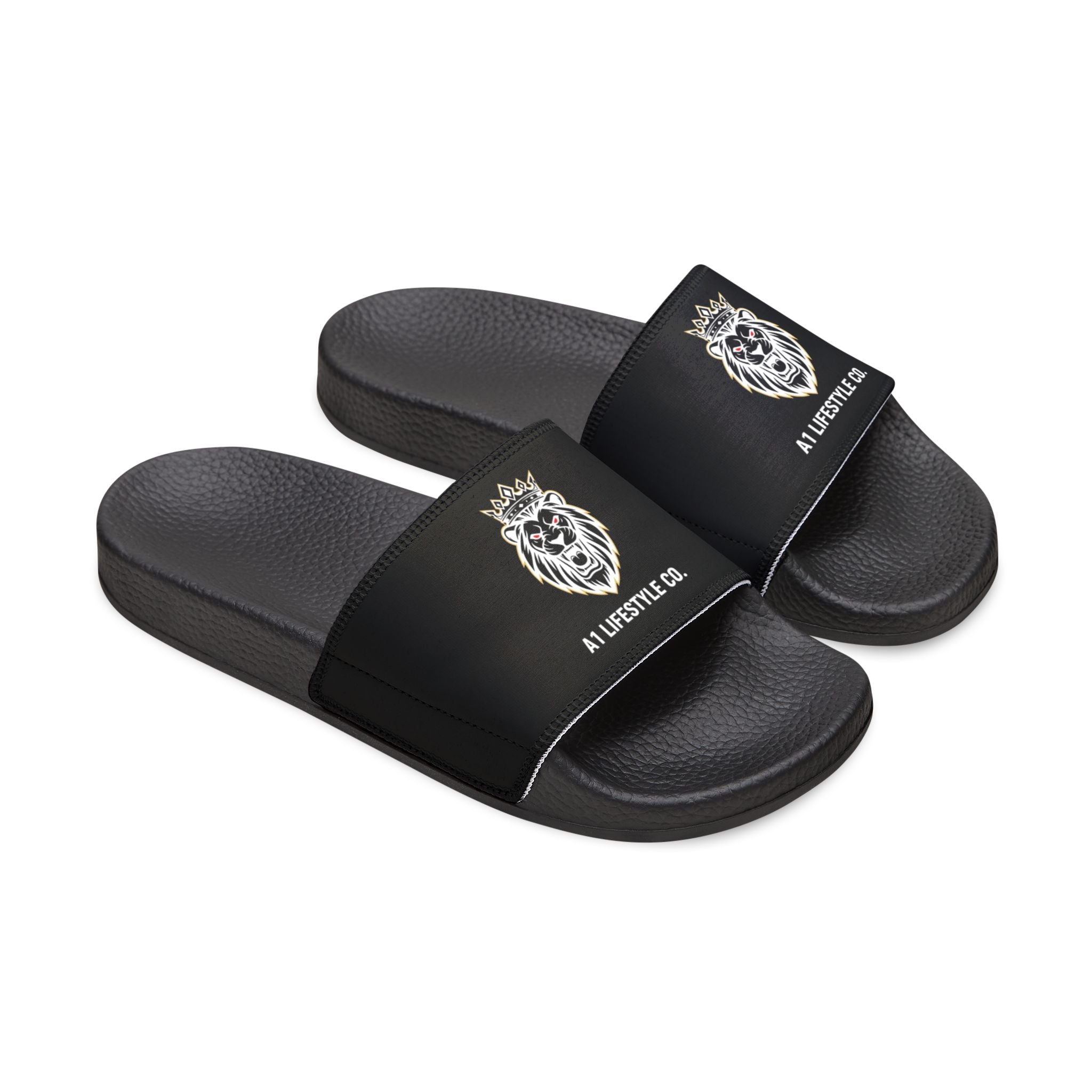 Men's Removable-Strap Slides — Black Logo Comfort Sandals