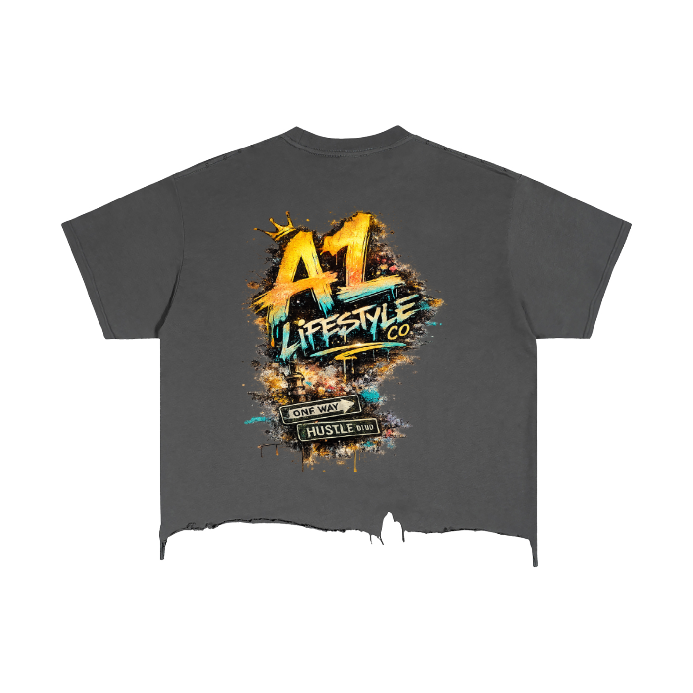 A1 Lifestyle Co. Vintage Wash Boxy Distressed Hem T-Shirt