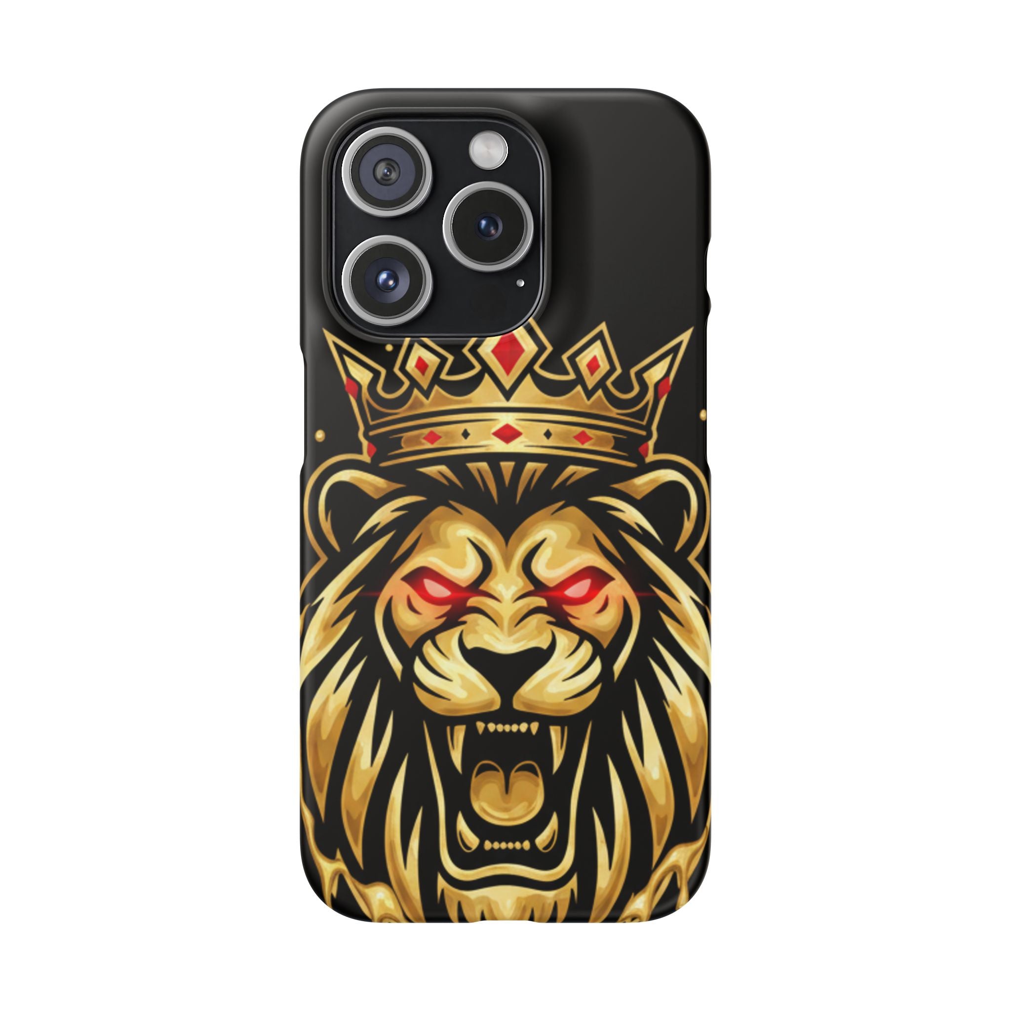 A1 Lifestyle Co.Royal Lion Phone Case – King Crown Red-Eyed Smartphone Snap Case