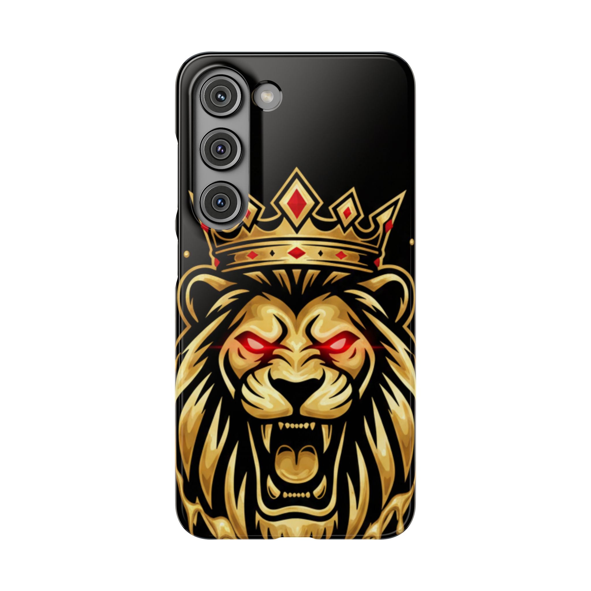 A1 Lifestyle Co.Royal Lion Phone Case – King Crown Red-Eyed Smartphone Snap Case