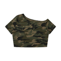 Women's Camo Off-Shoulder Crop T-Shirt
