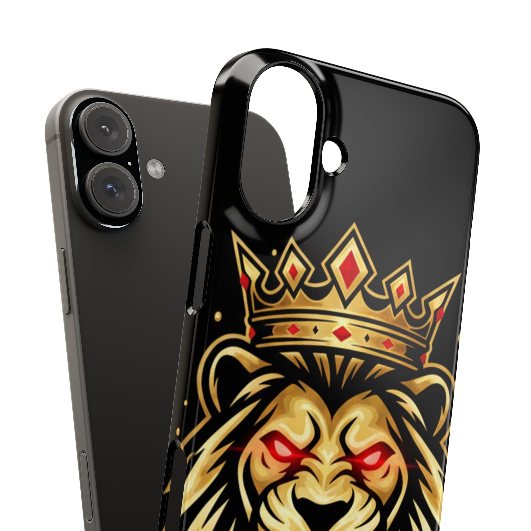 A1 Lifestyle Co.Royal Lion Phone Case – King Crown Red-Eyed Smartphone Snap Case
