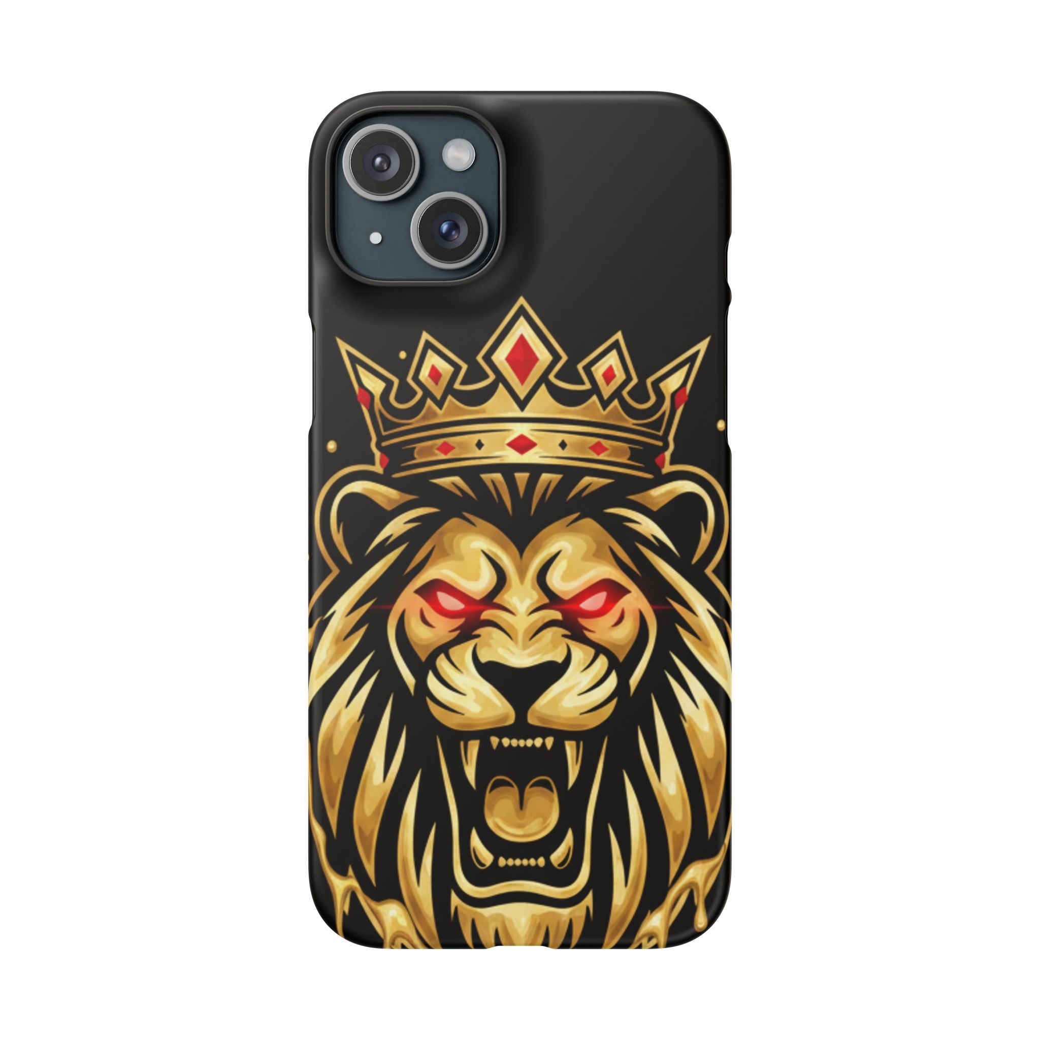 A1 Lifestyle Co.Royal Lion Phone Case – King Crown Red-Eyed Smartphone Snap Case