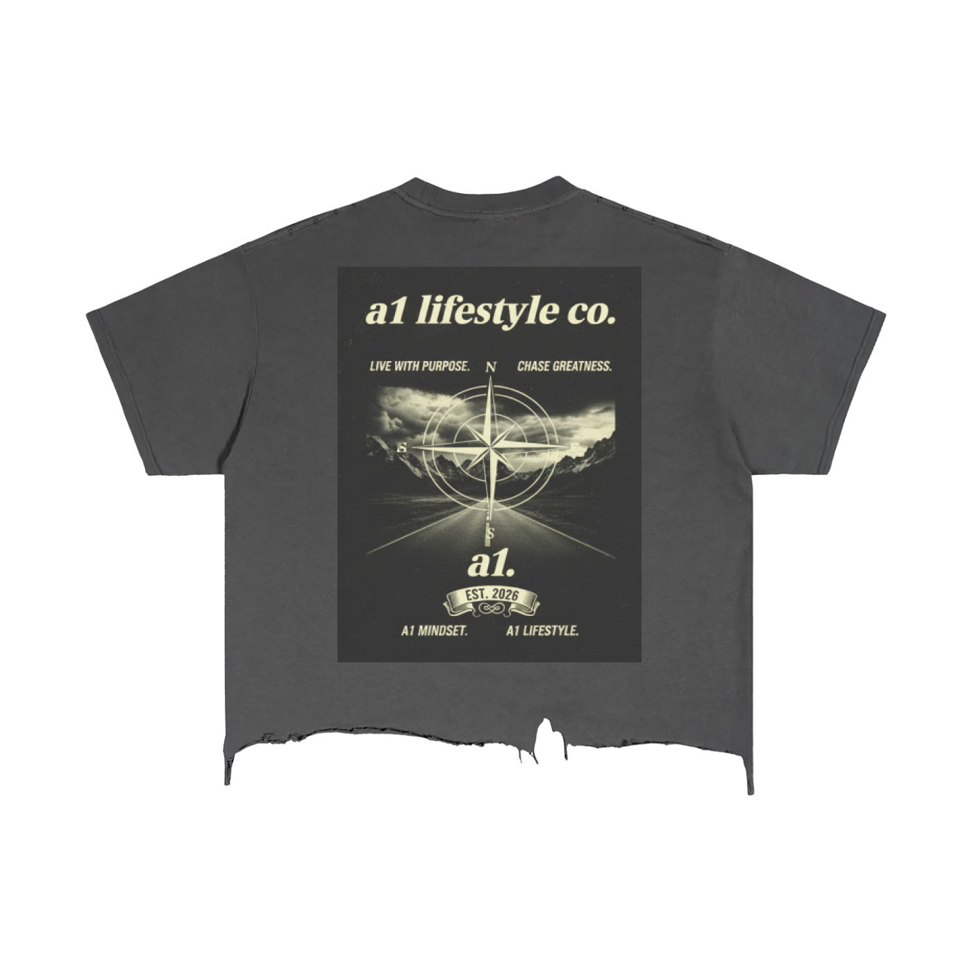 A1 Lifestyle Co. Vintage Wash Boxy Distressed Hem T-Shirt