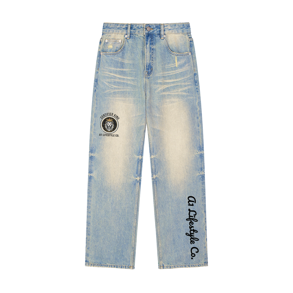 A1 Lifestyle Co. Sun Fade Raw Hem Denim Jeans