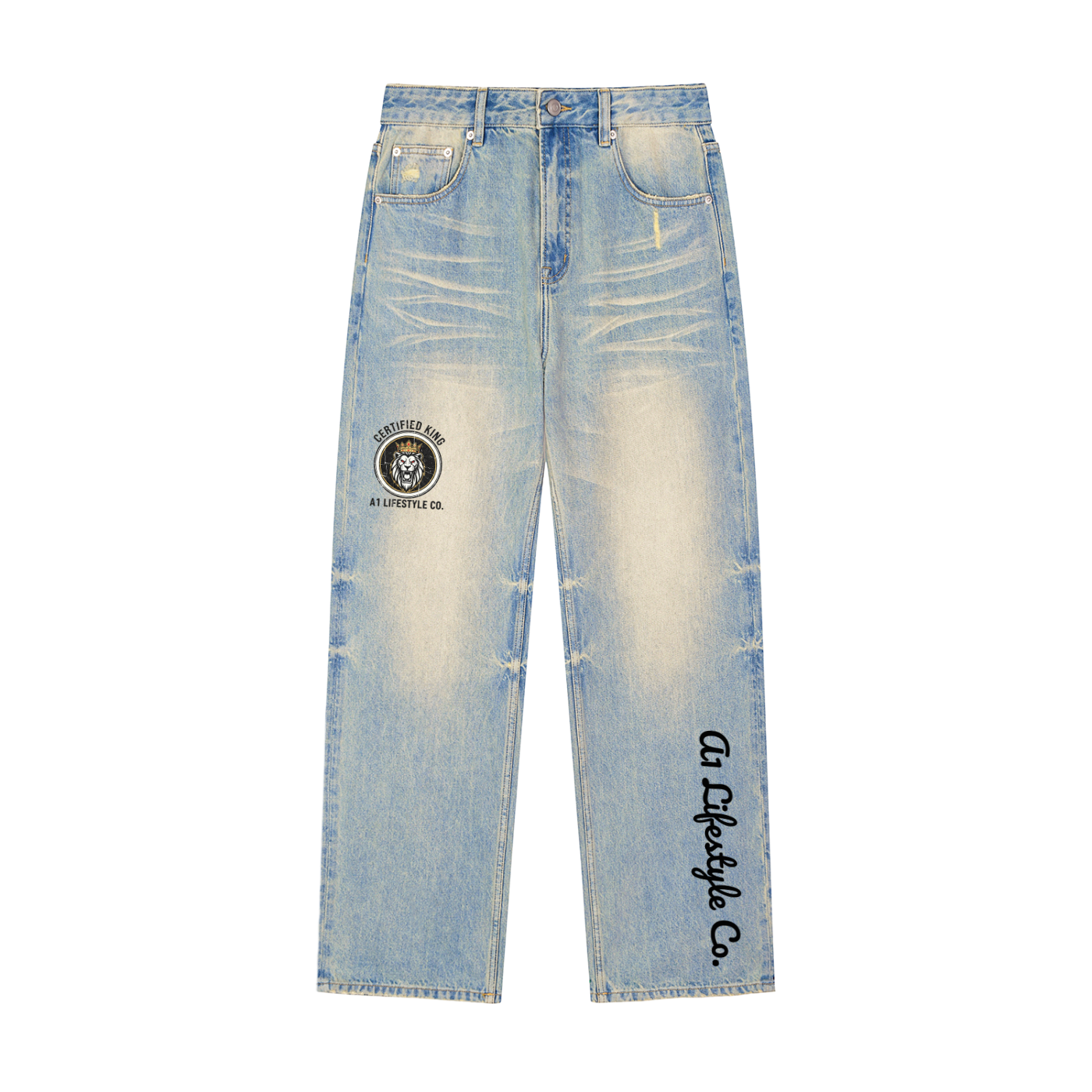 A1 Lifestyle Co. Sun Fade Raw Hem Denim Jeans