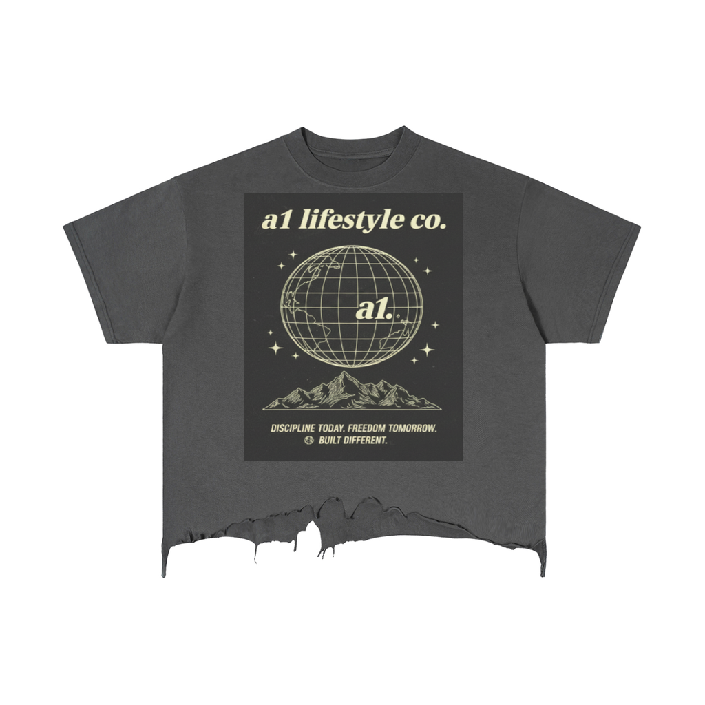 A1 Lifestyle Co. Vintage Wash Boxy Distressed Hem T-Shirt