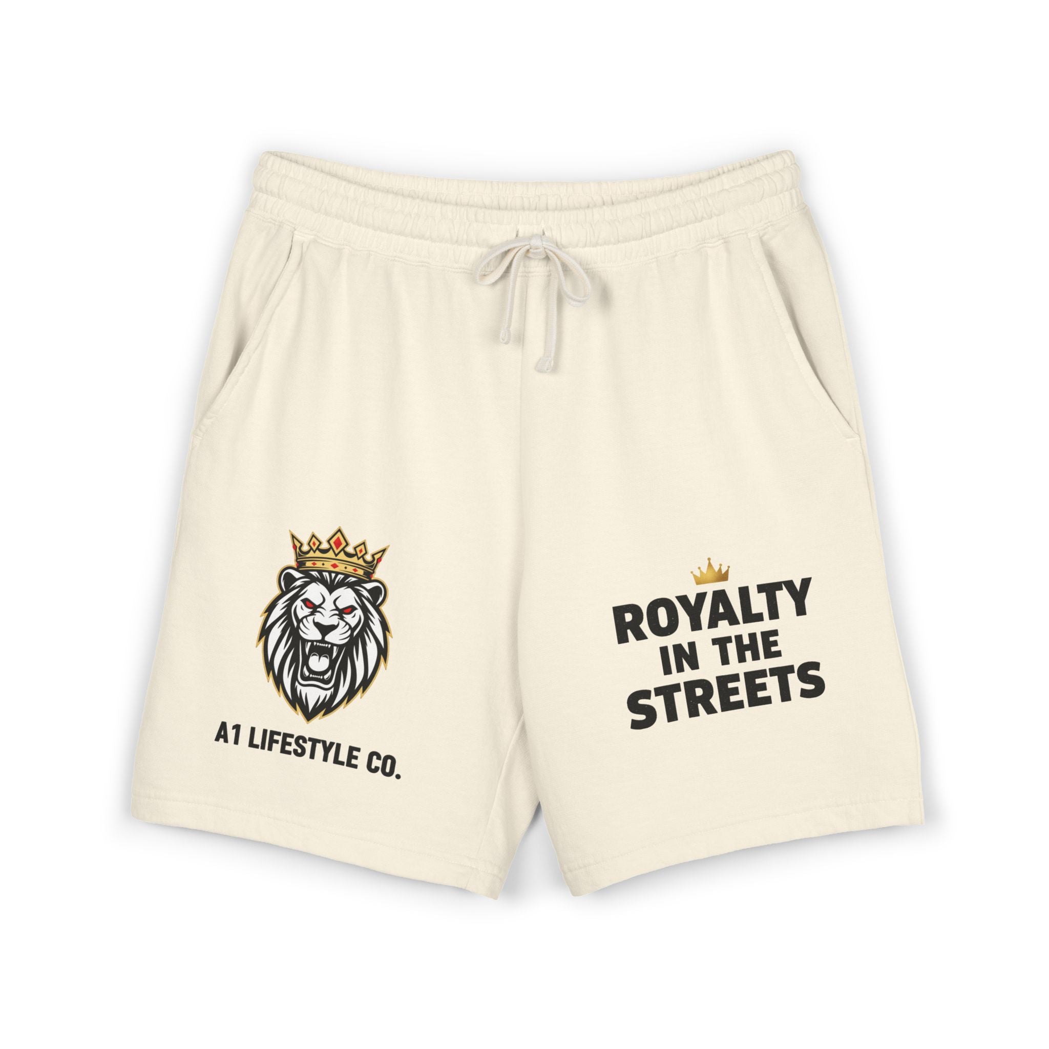 Royalty in the Streets Sweat Shorts — A1 Lifestyle Co. Lion Crown Graphic Fleece Shorts