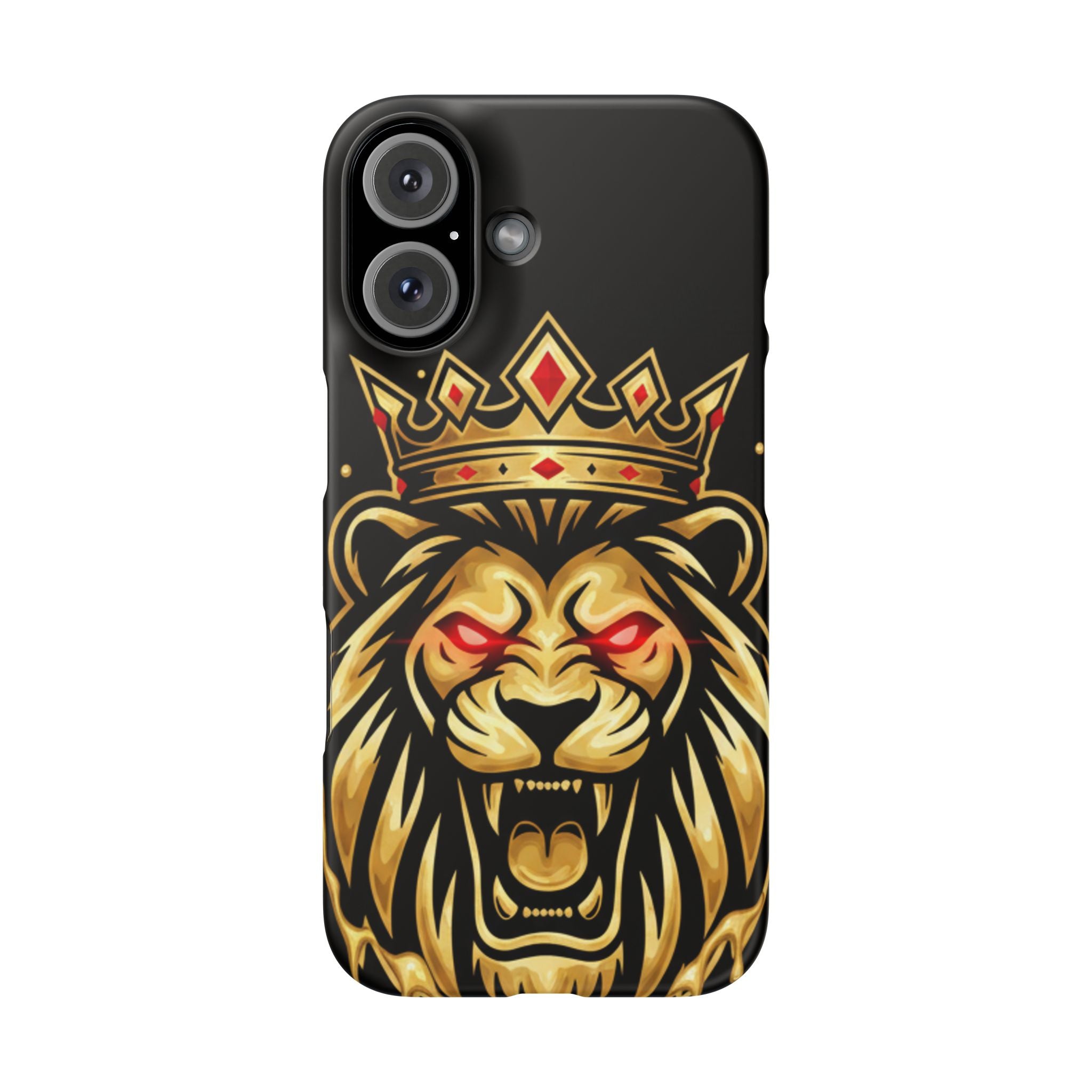 A1 Lifestyle Co.Royal Lion Phone Case – King Crown Red-Eyed Smartphone Snap Case