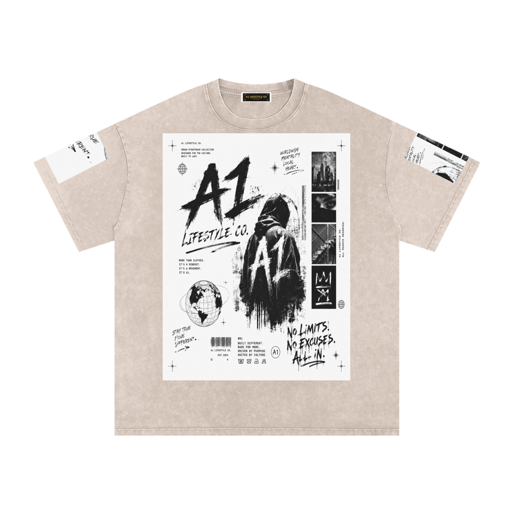 A1 Lifestyle Co. Snow Washed Oversized Cotton T-Shirt