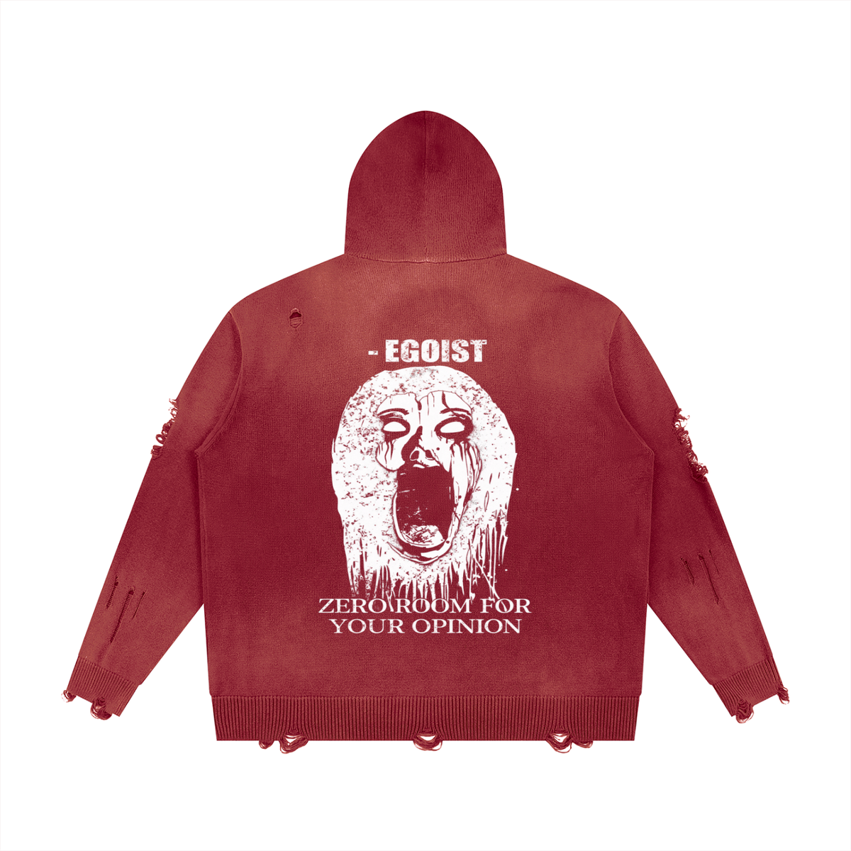Unisex Distressed Full Zip Sweater