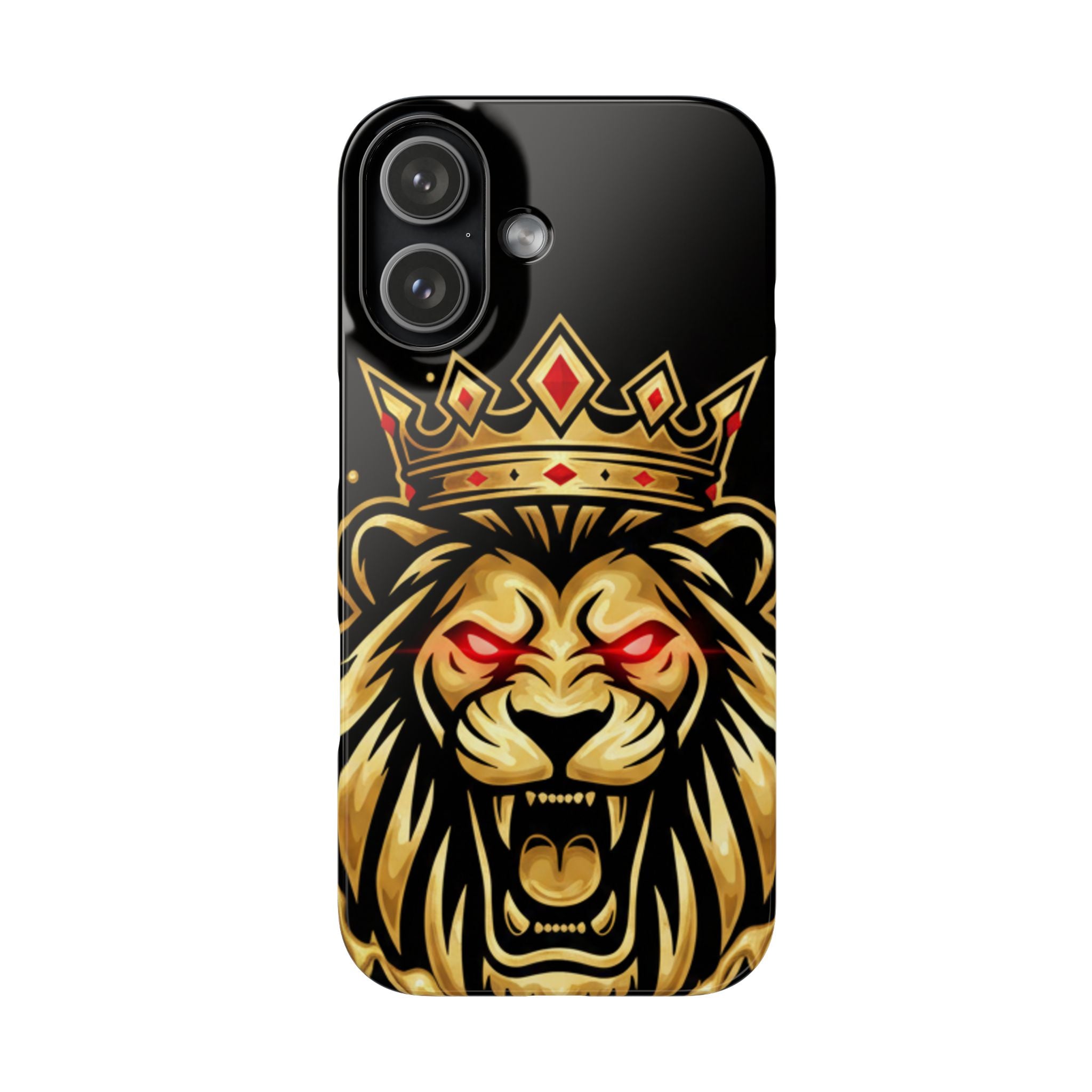 A1 Lifestyle Co.Royal Lion Phone Case – King Crown Red-Eyed Smartphone Snap Case