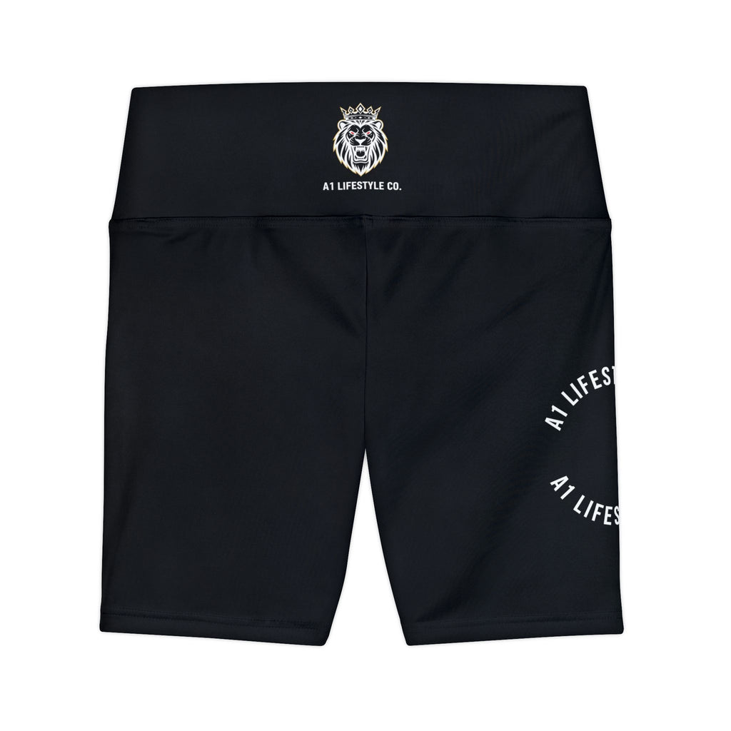 Women's Workout Shorts – A1 Lifestyle Black Biker Shorts with Lion Logo