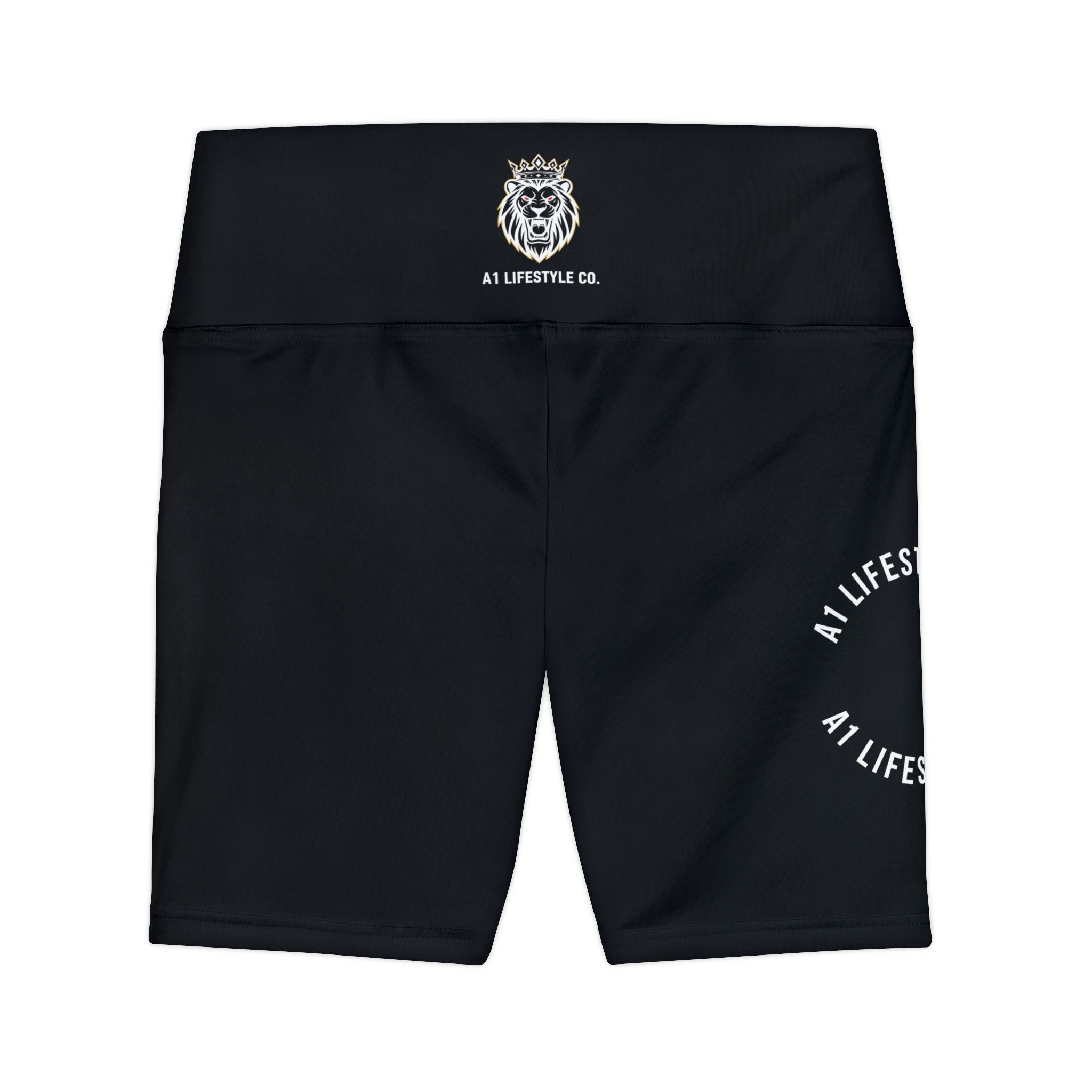 Women's Workout Shorts – A1 Lifestyle Black Biker Shorts with Lion Logo