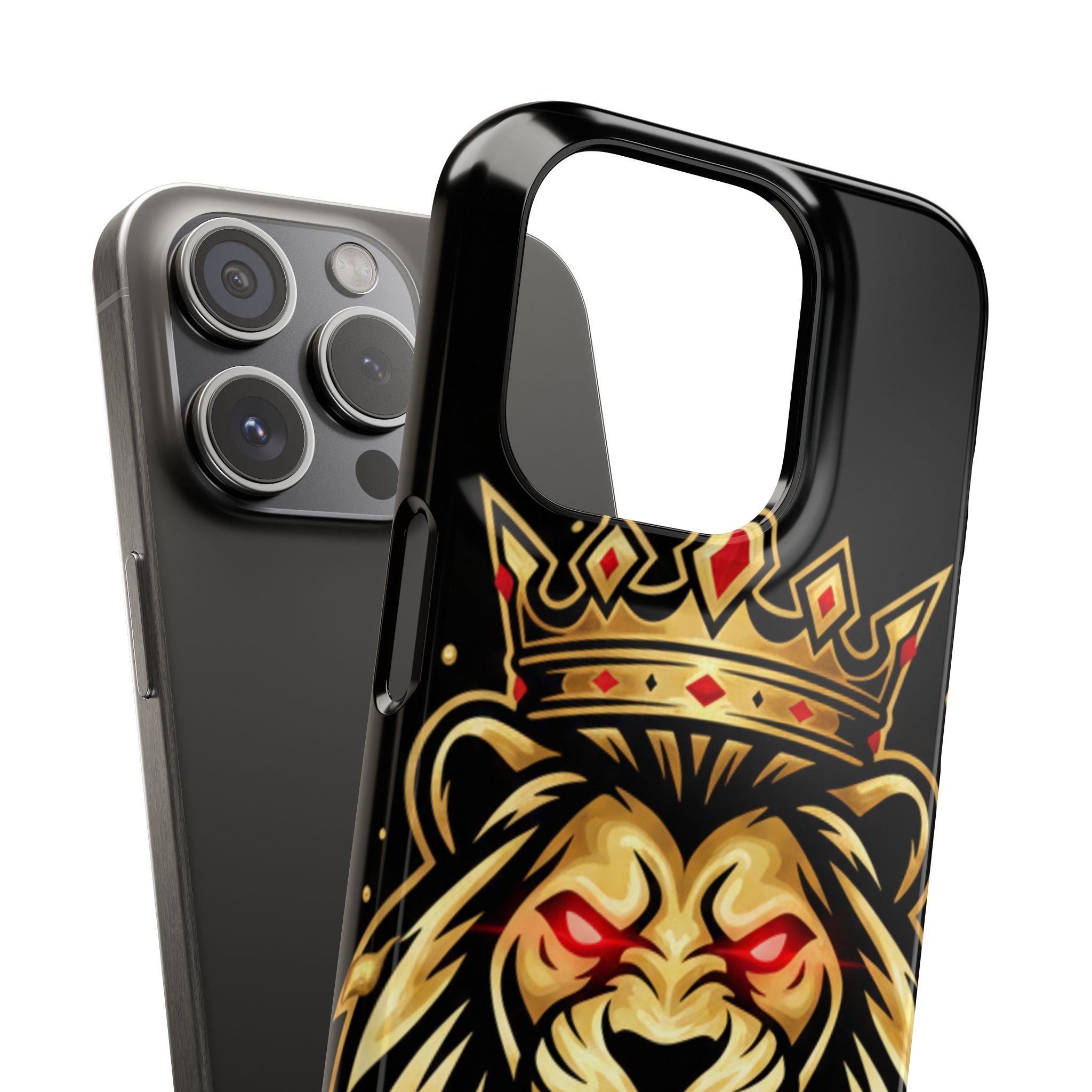 A1 Lifestyle Co.Royal Lion Phone Case – King Crown Red-Eyed Smartphone Snap Case