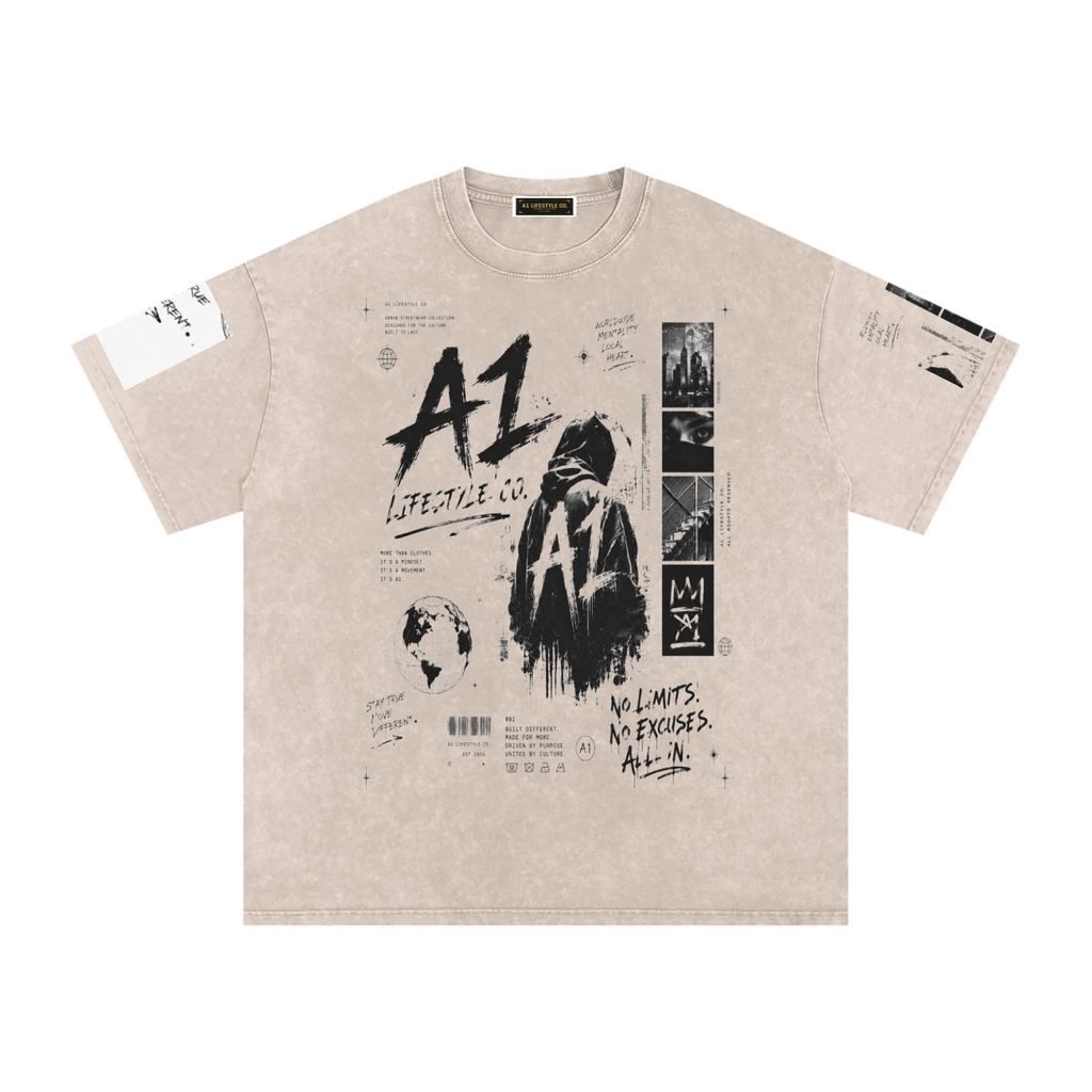 A1 Lifestyle Co. Snow Washed Oversized Cotton T-Shirt