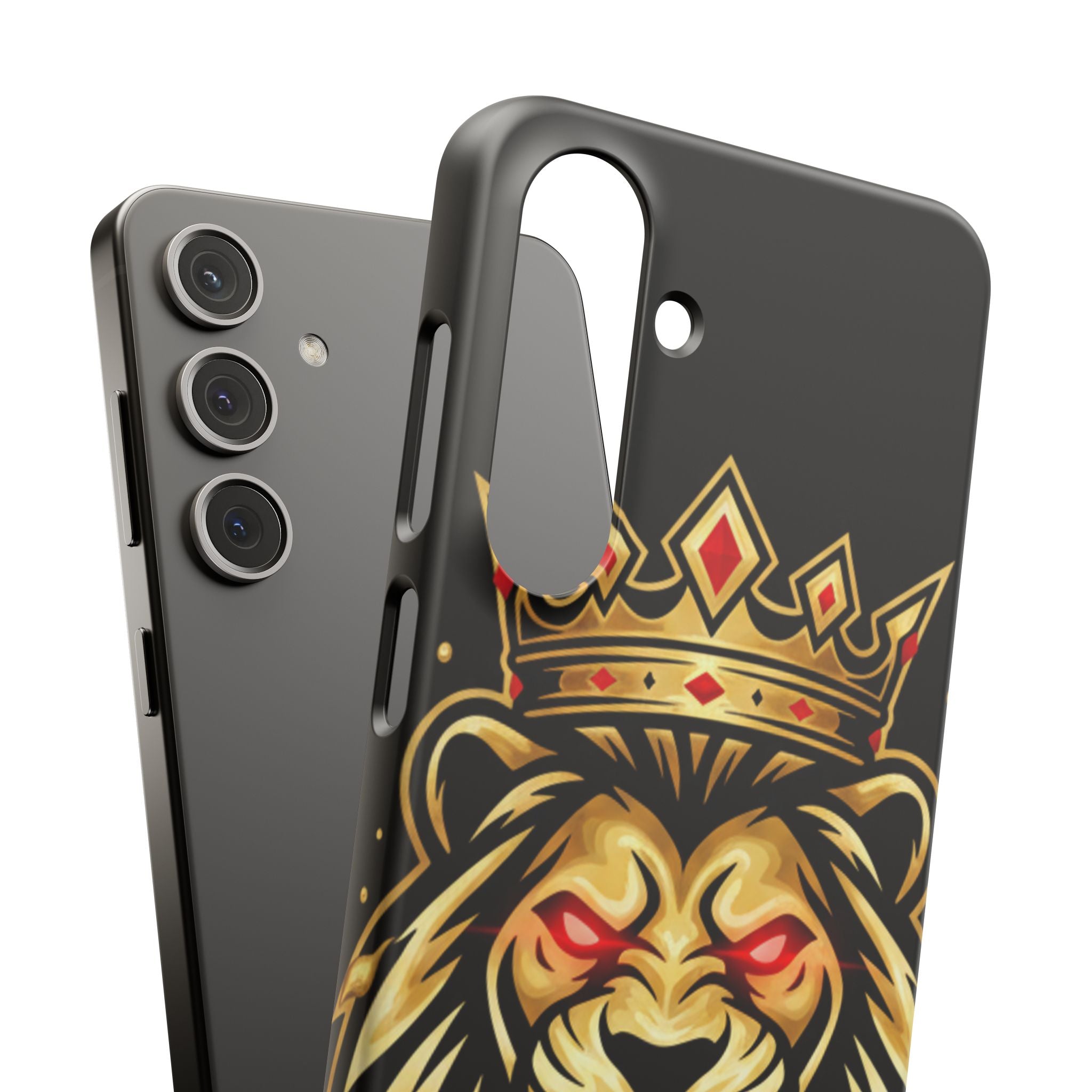 A1 Lifestyle Co.Royal Lion Phone Case – King Crown Red-Eyed Smartphone Snap Case