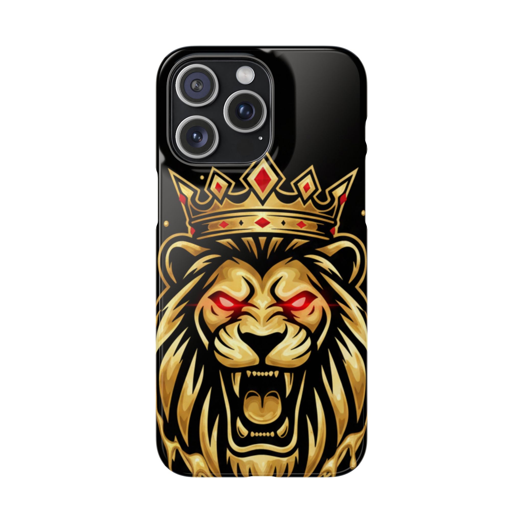 A1 Lifestyle Co.Royal Lion Phone Case – King Crown Red-Eyed Smartphone Snap Case