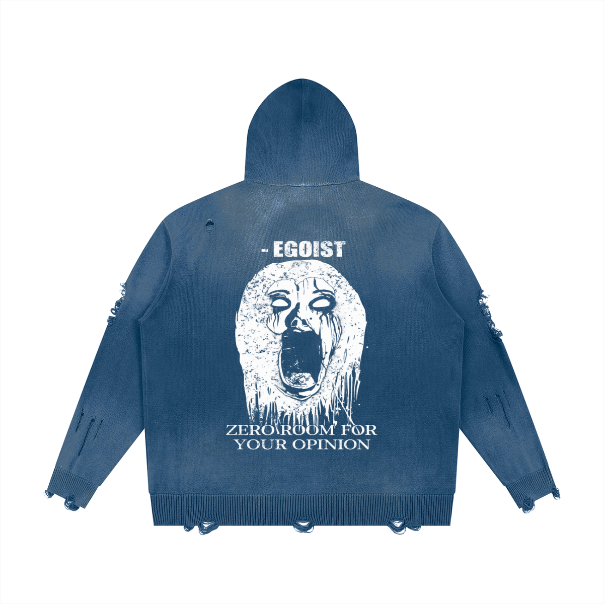 Unisex Distressed Full Zip Sweater