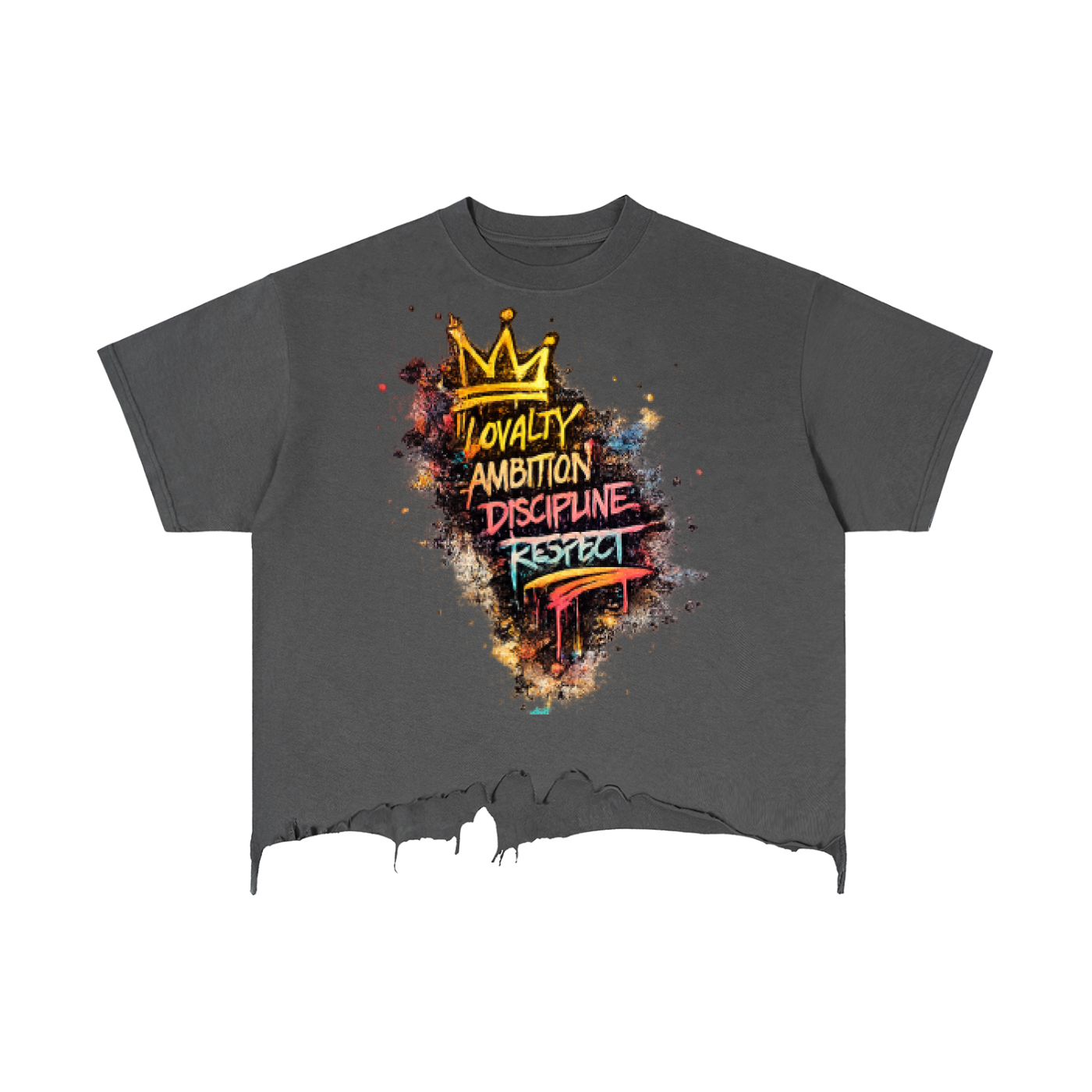 A1 Lifestyle Co. Vintage Wash Boxy Distressed Hem T-Shirt