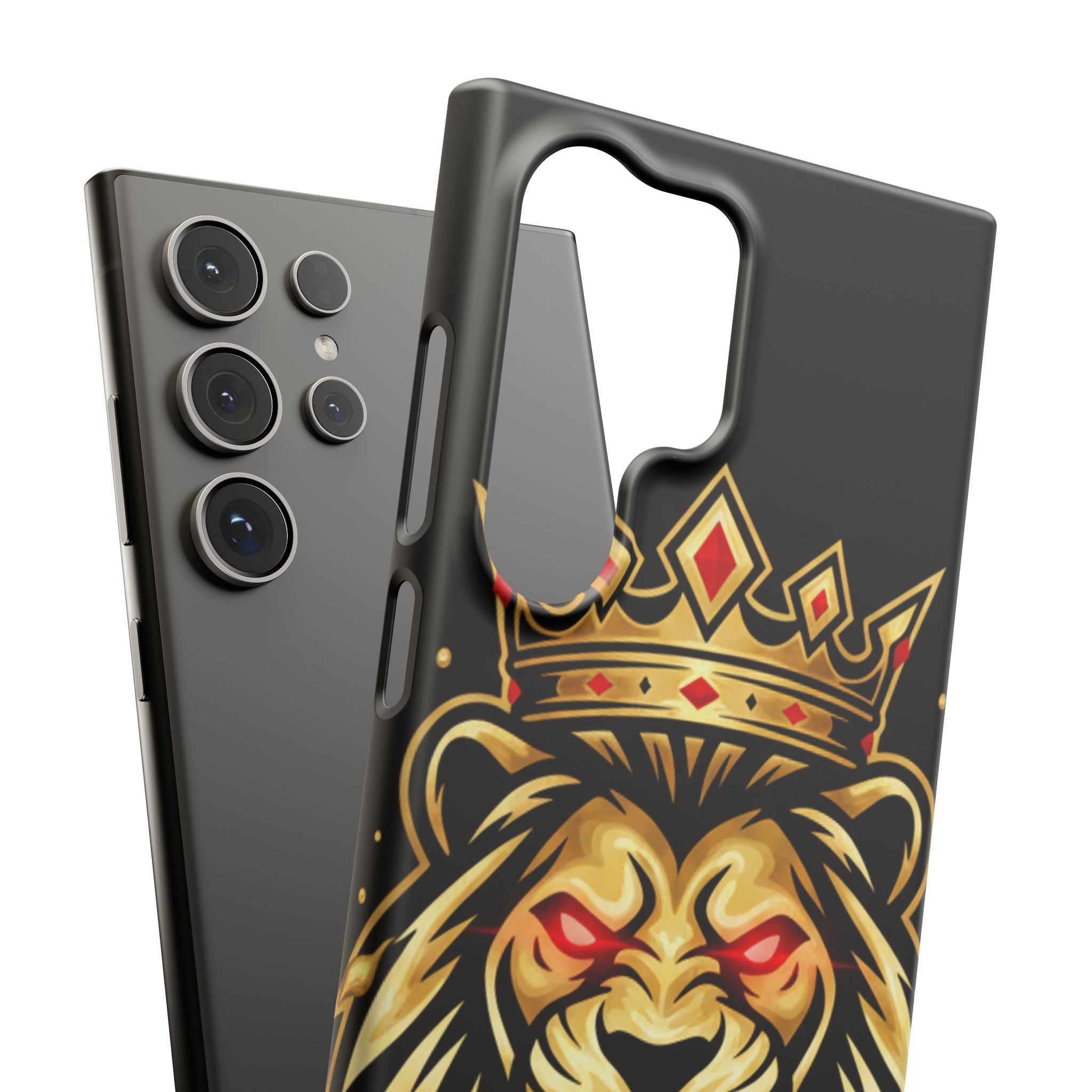 A1 Lifestyle Co.Royal Lion Phone Case – King Crown Red-Eyed Smartphone Snap Case