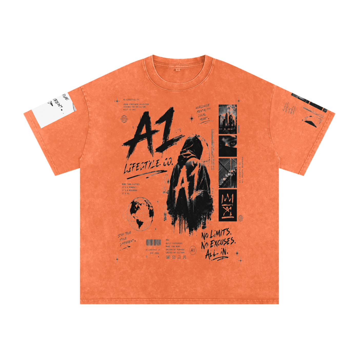 A1 Lifestyle Co. Snow Washed Oversized Cotton T-Shirt