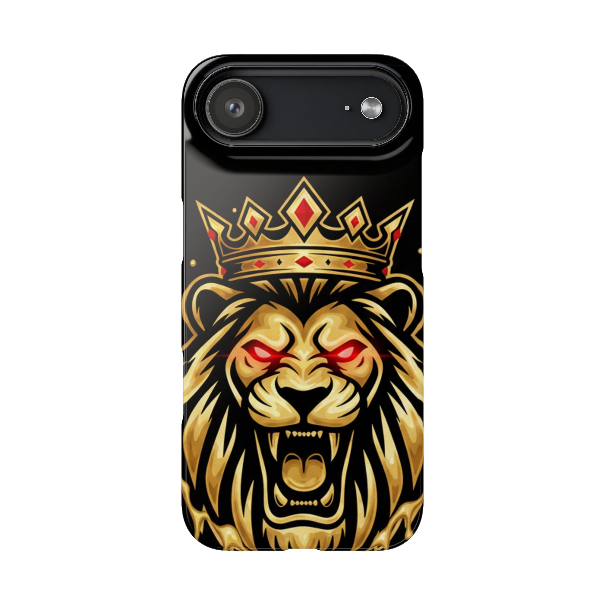 A1 Lifestyle Co.Royal Lion Phone Case – King Crown Red-Eyed Smartphone Snap Case