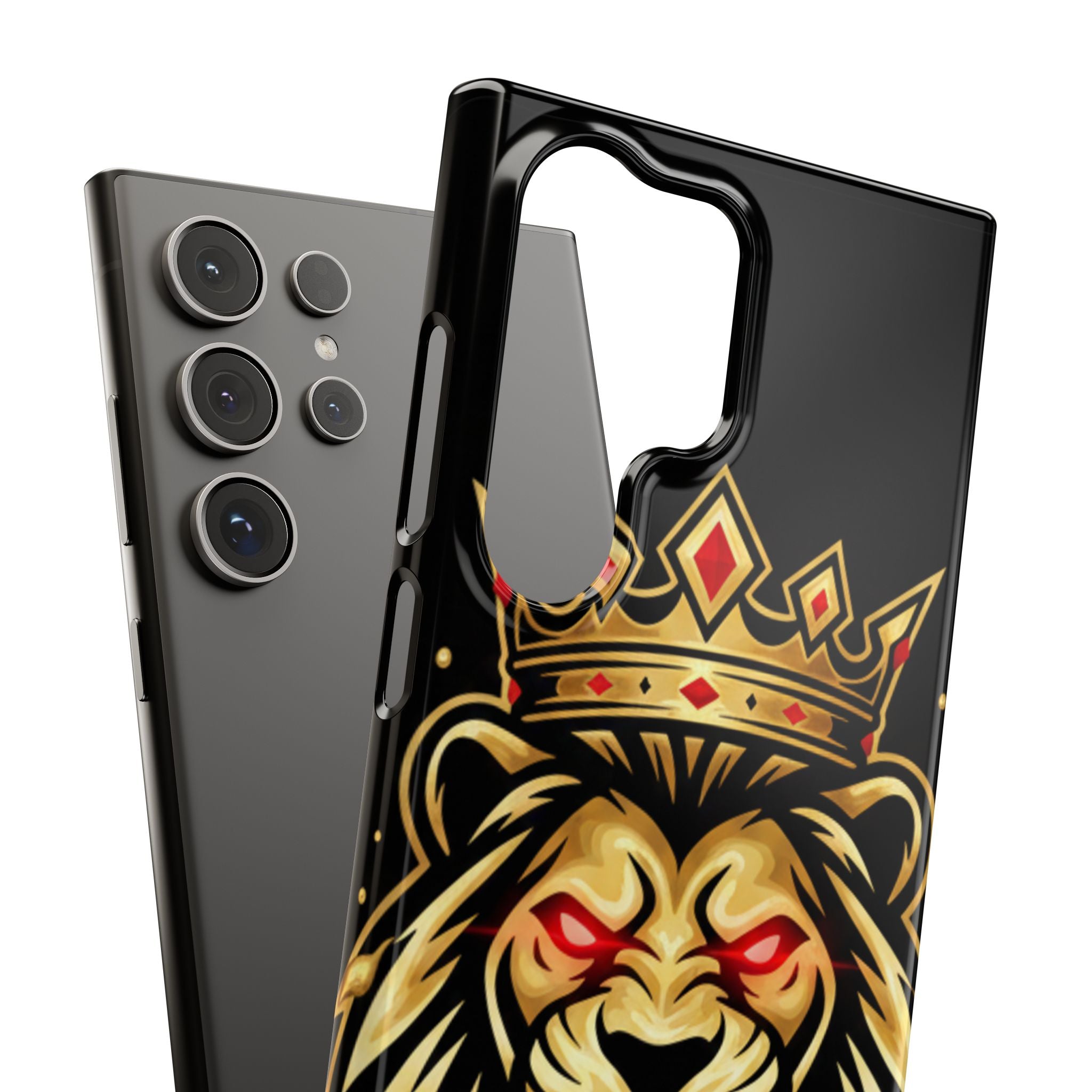 A1 Lifestyle Co.Royal Lion Phone Case – King Crown Red-Eyed Smartphone Snap Case
