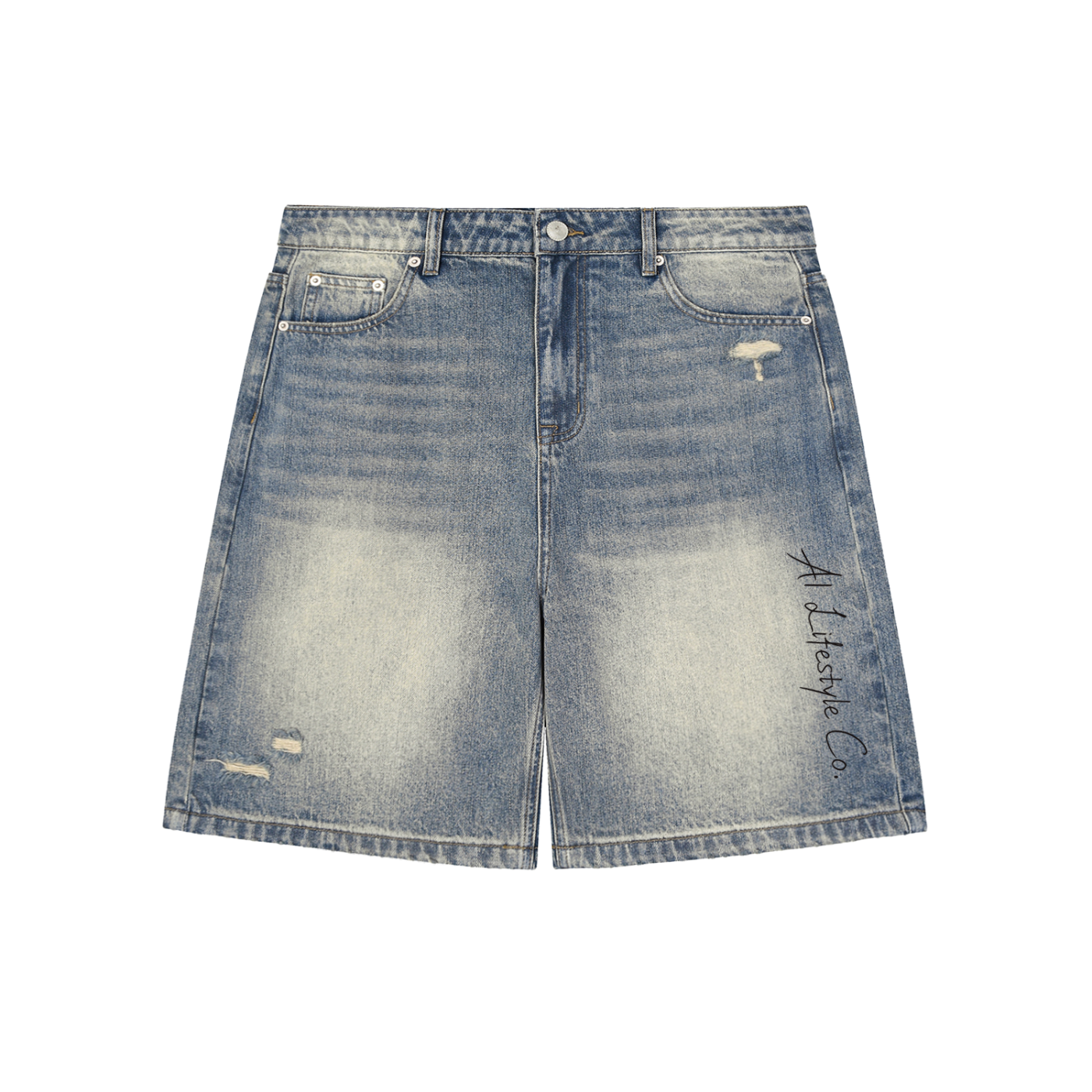 A1 Lifestyle Co. Faded Distressed Baggy Denim Shorts
