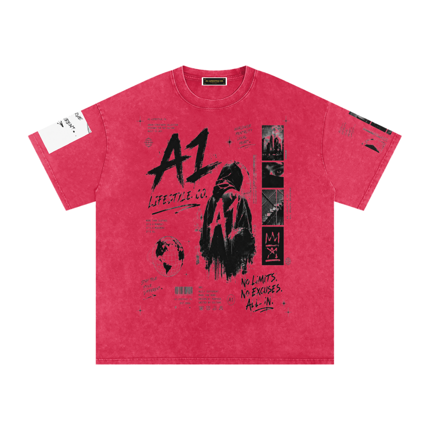 A1 Lifestyle Co. Snow Washed Oversized Cotton T-Shirt