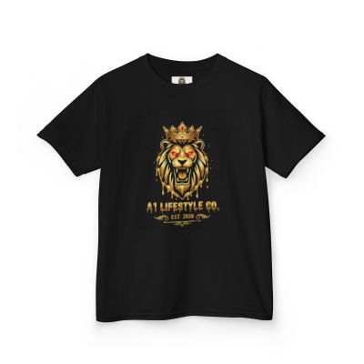 A1 Lifestyle Co. Kids Lion Crown Tee — Gold Splash Back Graphic